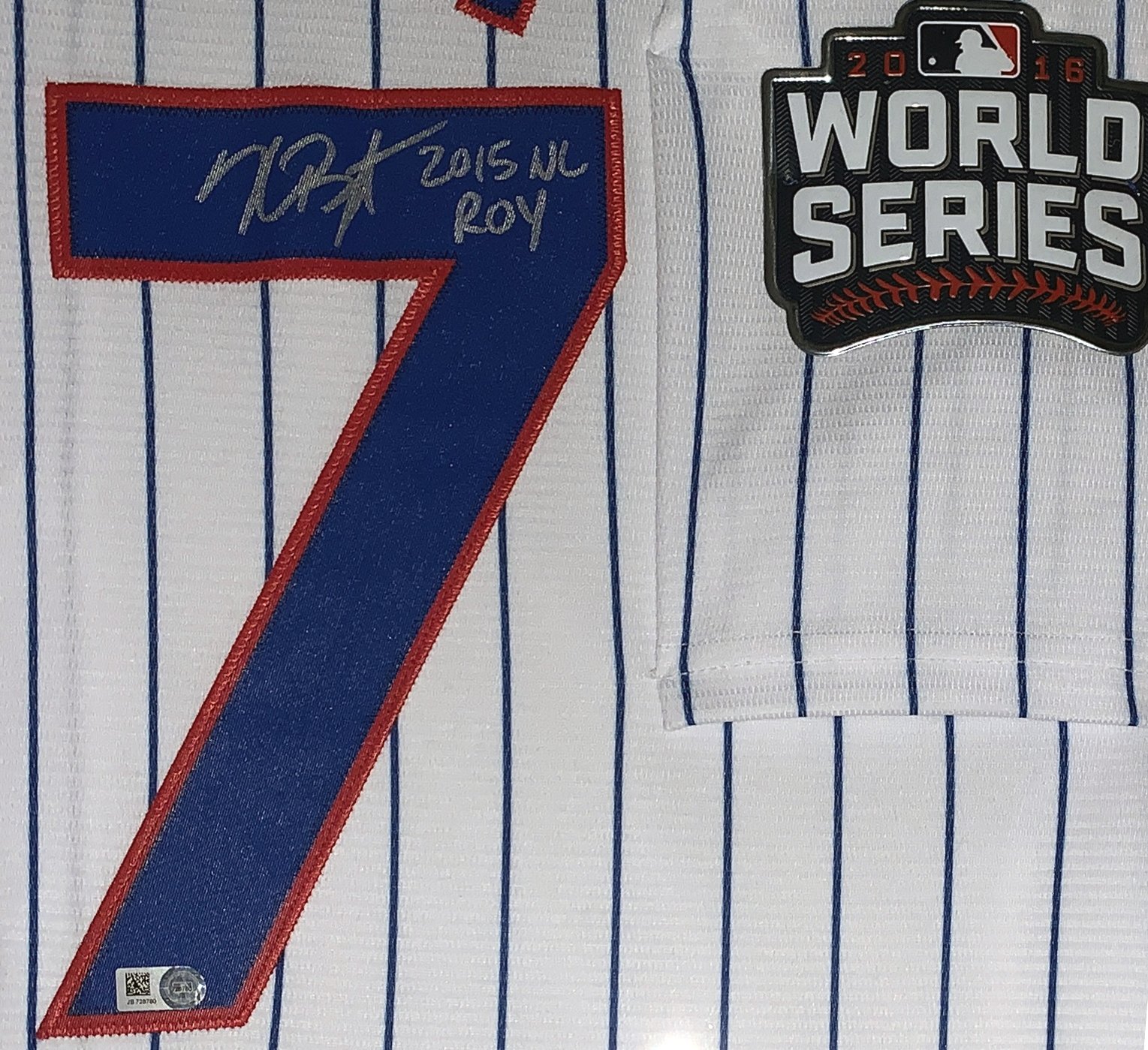 Bleachers Sports Music & Framing — Kris Bryant , Javier Baez , Anthony Rizzo  Autographed 3 Chicago Cubs 2016 World Series Jerseys