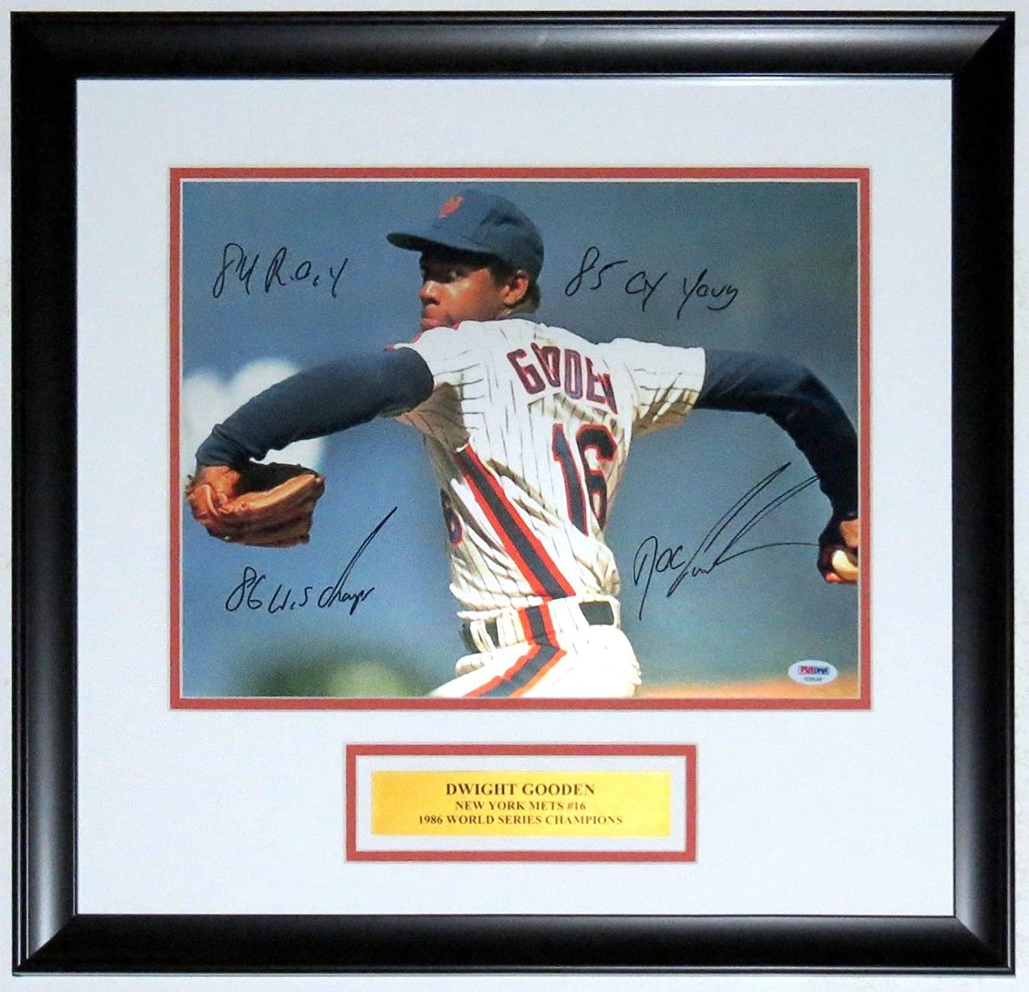 Bleachers Sports Music & Framing — Dwight Gooden Signed New York Mets 11x14  Photo and 3 Inscriptions - PSA DNA COA Authenticated Framed