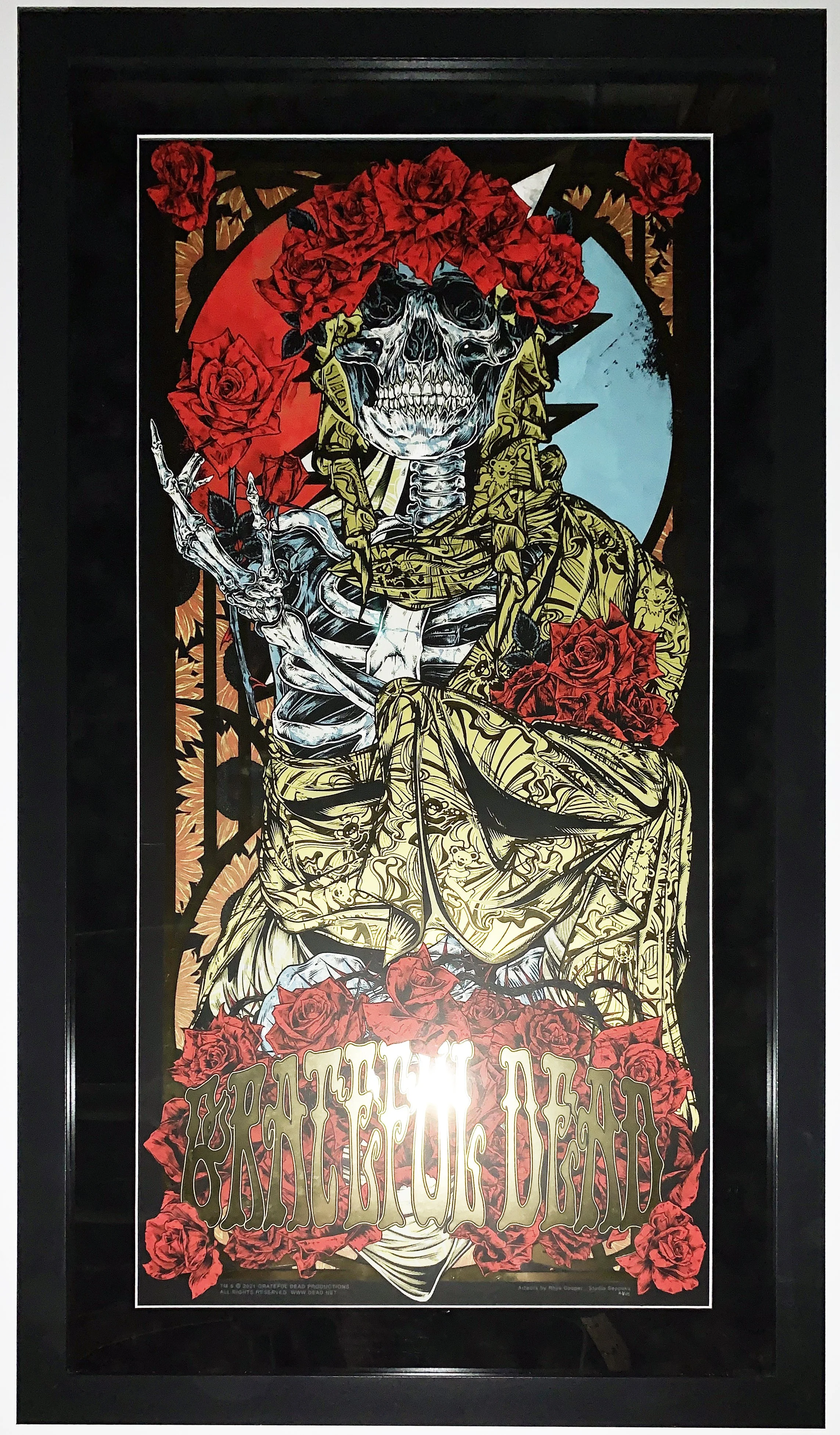 Grateful Dead Authentic 18x36 Screen Print Golf Foil Variant Poster by Rhys Cooper LE /175 - Professionally Framed 24x42