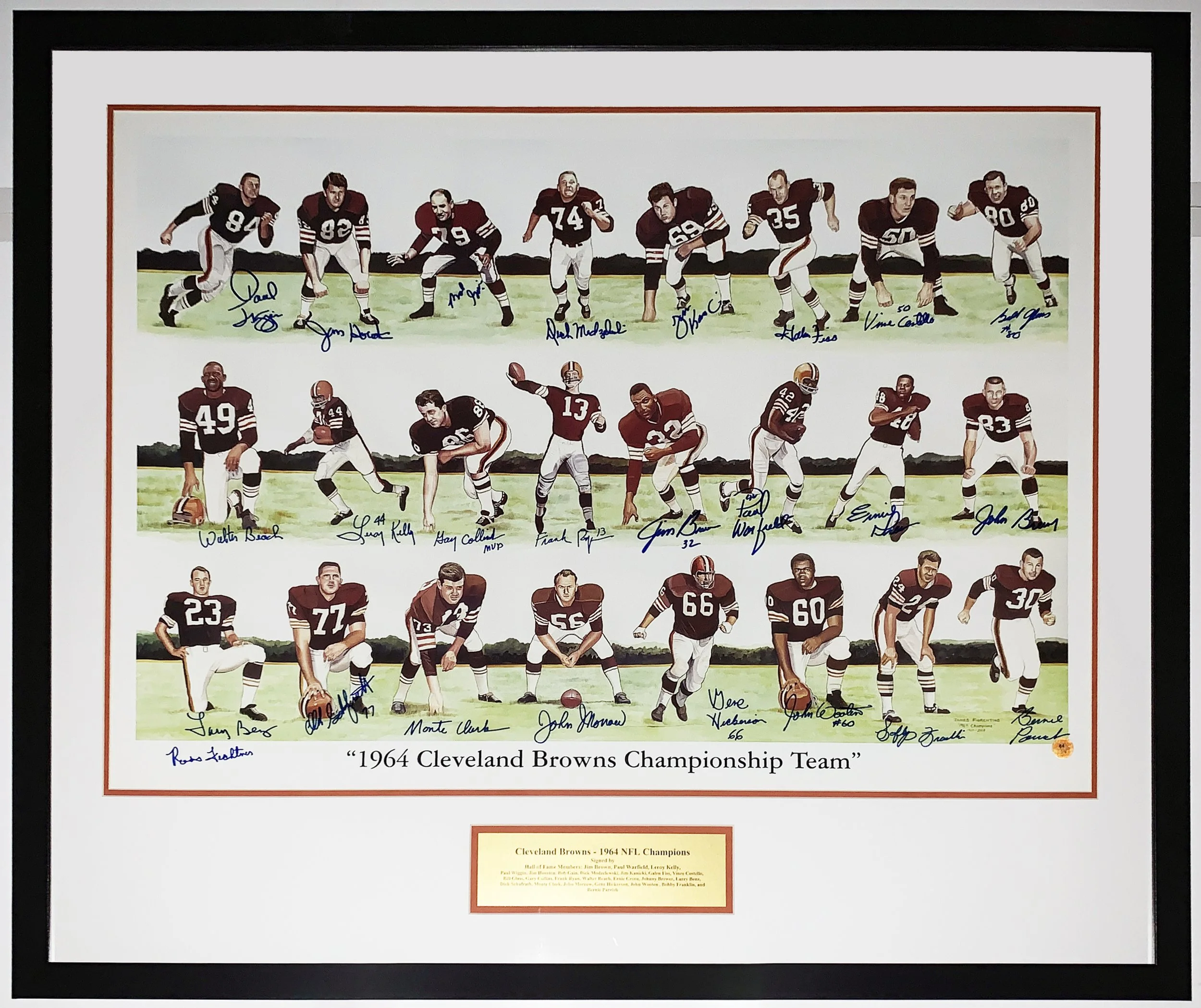 1964 Cleveland Browns Championship Team Signed 24x36 with 24 Autograph - Photo COA - Professionally Framed and Plate