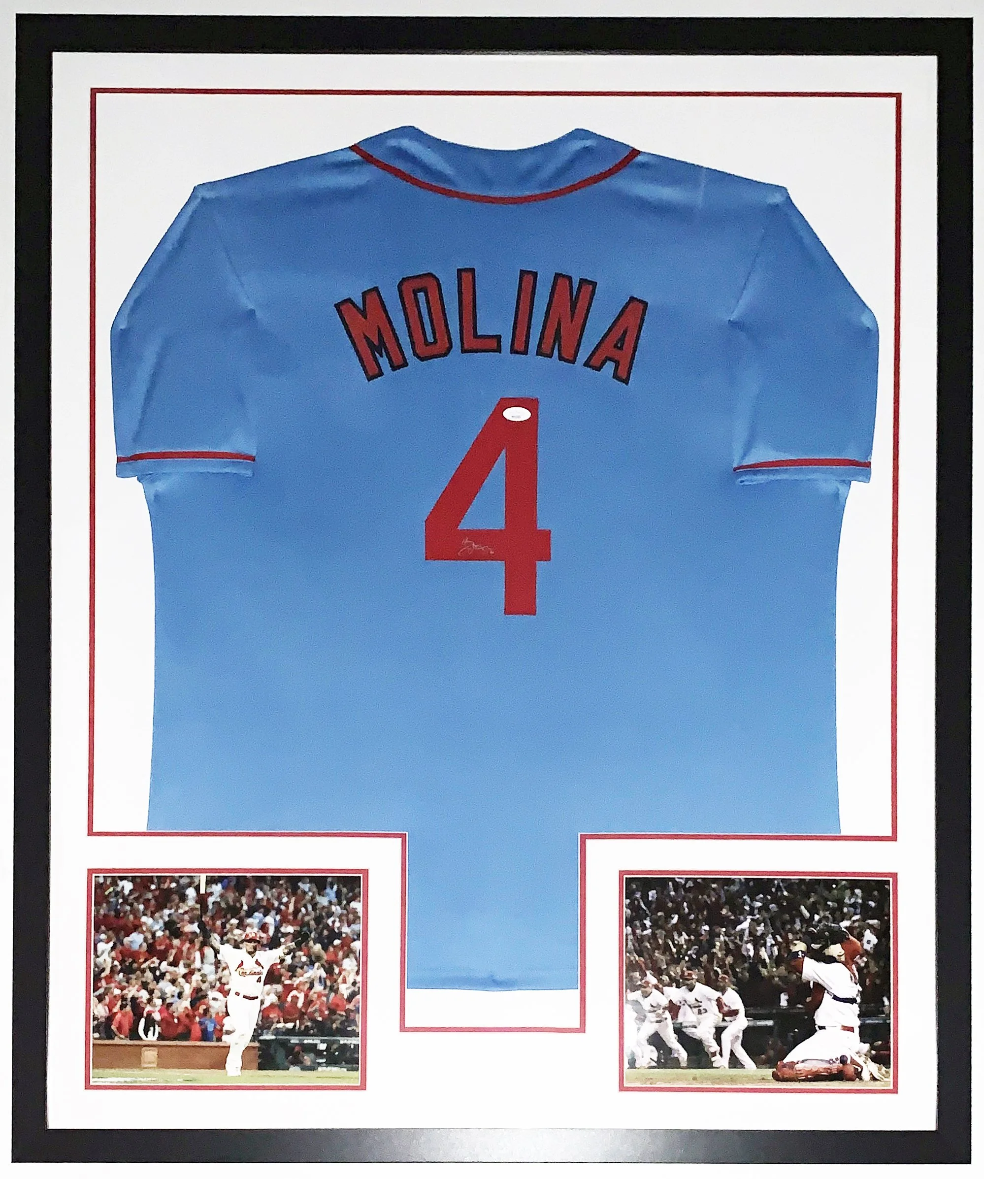 Yadier Molina Signed St Louis Cardinals Jersey - JSA COA Authenticated - Professionally Framed and World Series Photo
