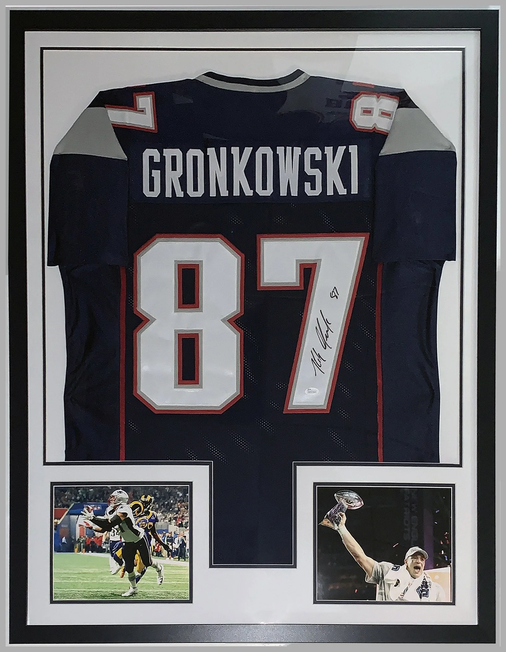 Rob Gronkowski Signed New England Patriots Super Bowl Jersey - JSA COA Authenticated - Professionally Framed & Photo