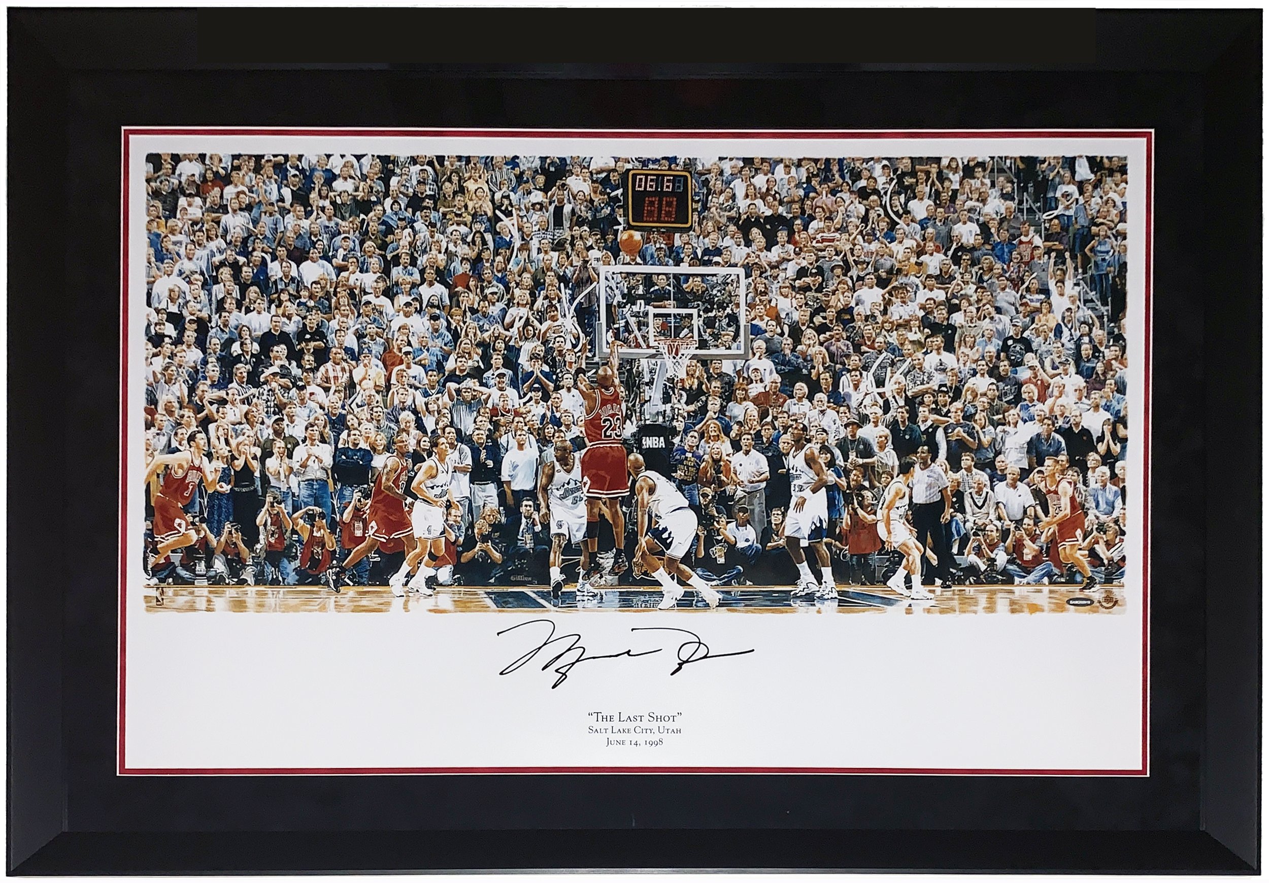 Michael Jordan Autographed UNC/Bulls Championship Shots Jersey Numbers  Display - Framed at 's Sports Collectibles Store