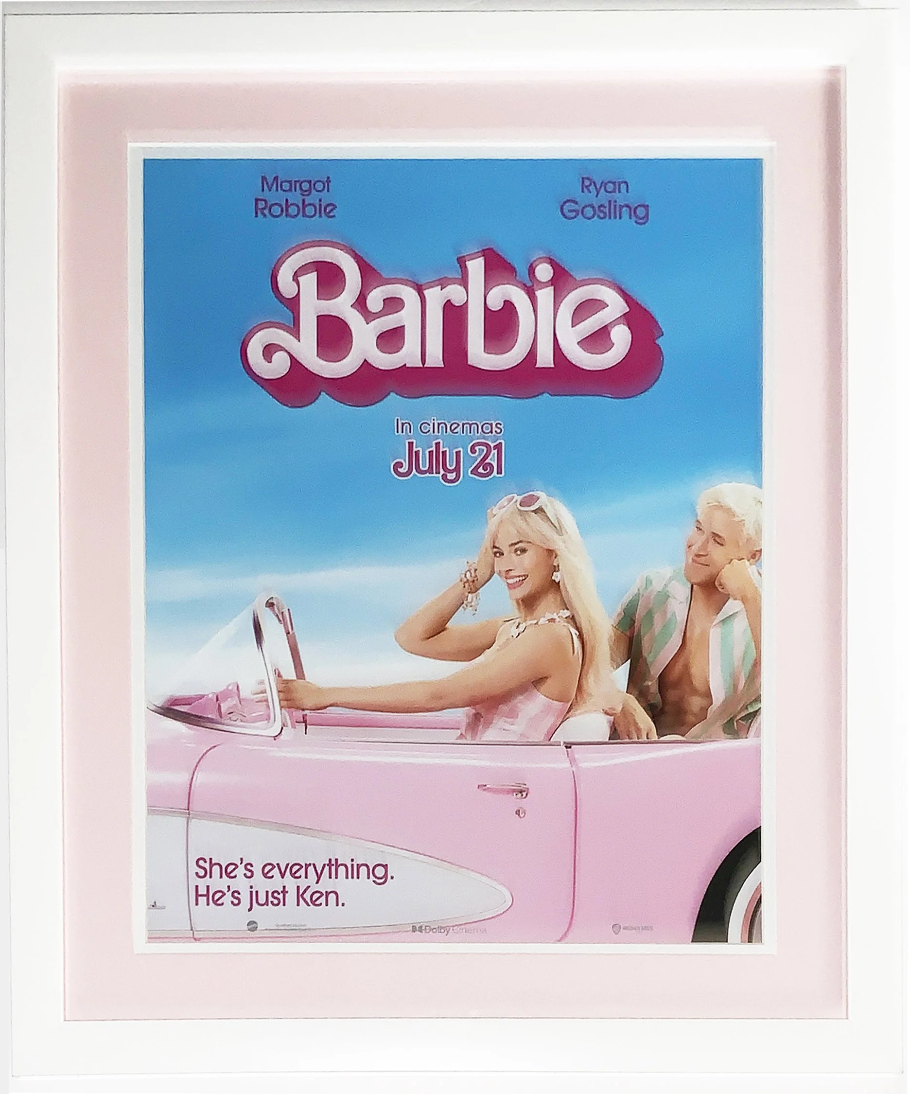 Barbie Movie Premier 16x20 Photo Featuring Margot Robbie and Ryan Gosling - Professionally Framed and Double Matted