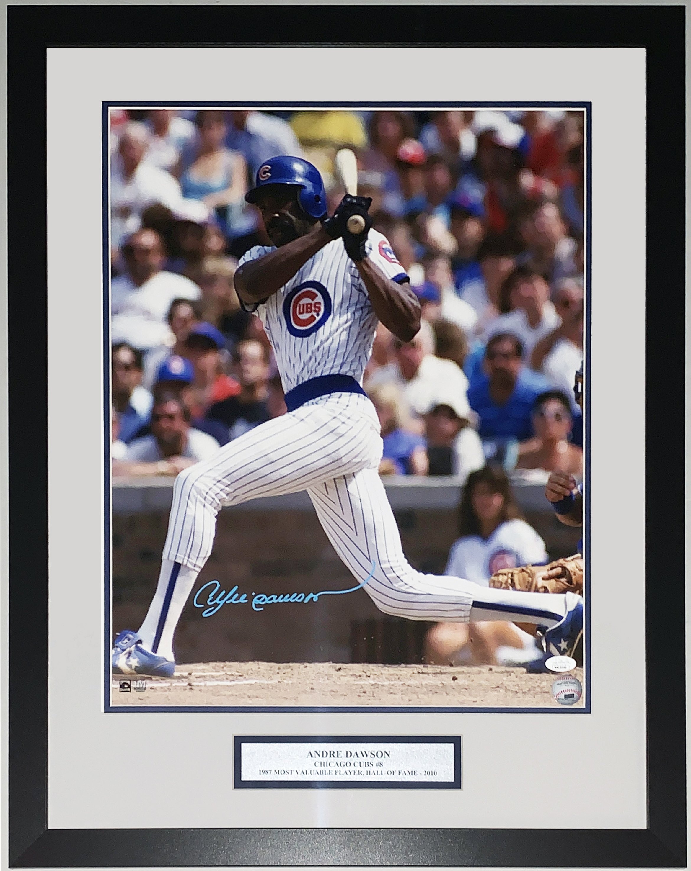 Andre Dawson Signed Chicago Cubs Wrigley Field 16x20 Photo - JSA COA Authenticated - Professionally Framed and Hall of Fame and MVP Plate