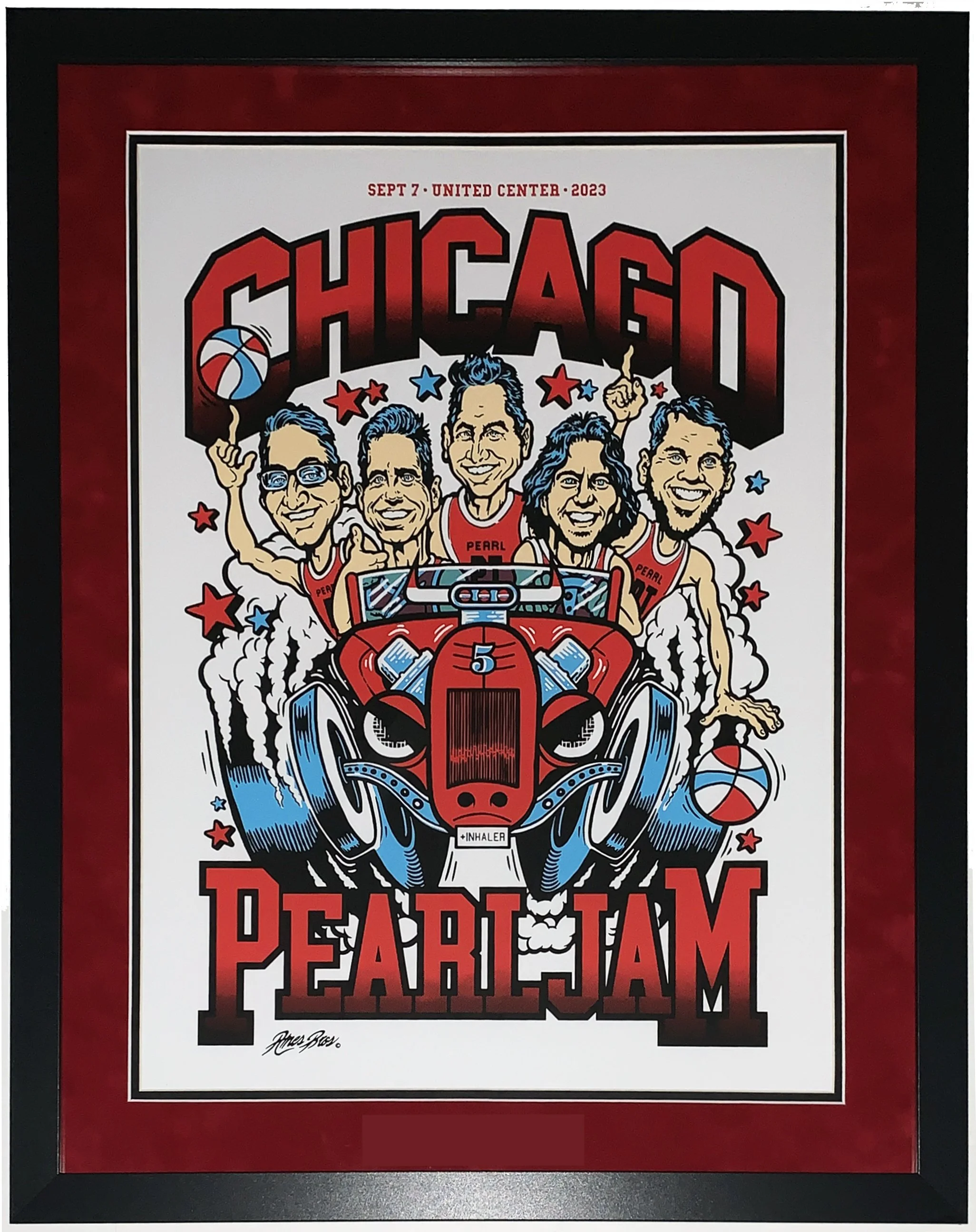 Pearl Jam Original 9/7 2023 Chicago Tour Concert Poster by Ames Bros - Professionally Framed with Suede Matting 26x32