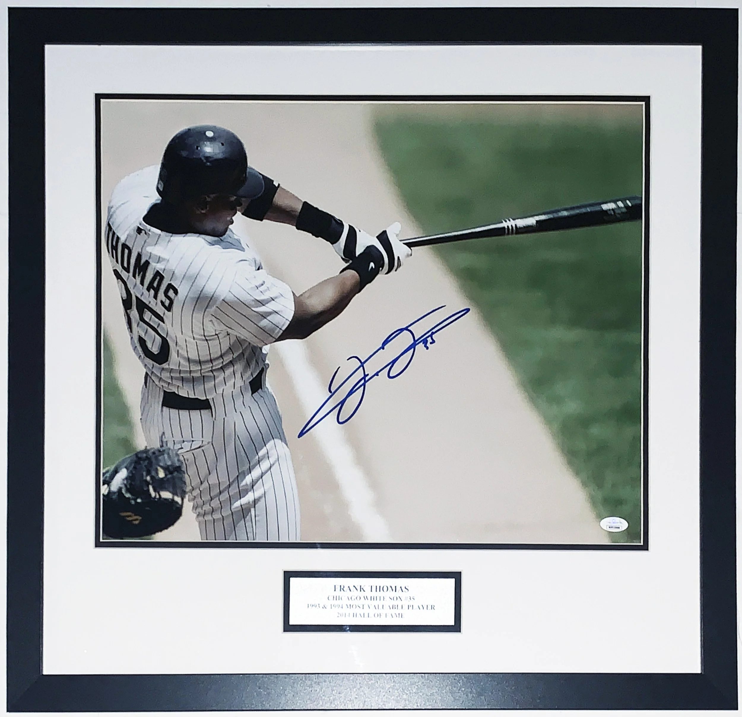 Frank Thomas Signed Chicago White Sox 16x20 Photo -  JSA COA Authenticated - Professionally Framed and Hall of Fame and MVP Plate