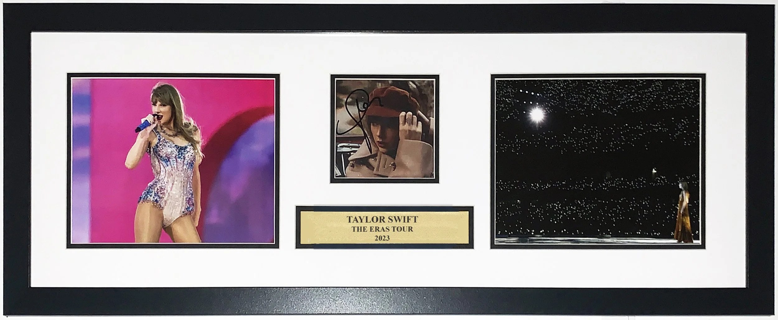 Taylor Swift Signed Red - Taylor's Version - CD Album and 2023 Eras Tour Concert Photo - JSA COA Authenticated - Professionally Framed and Plate 32x16