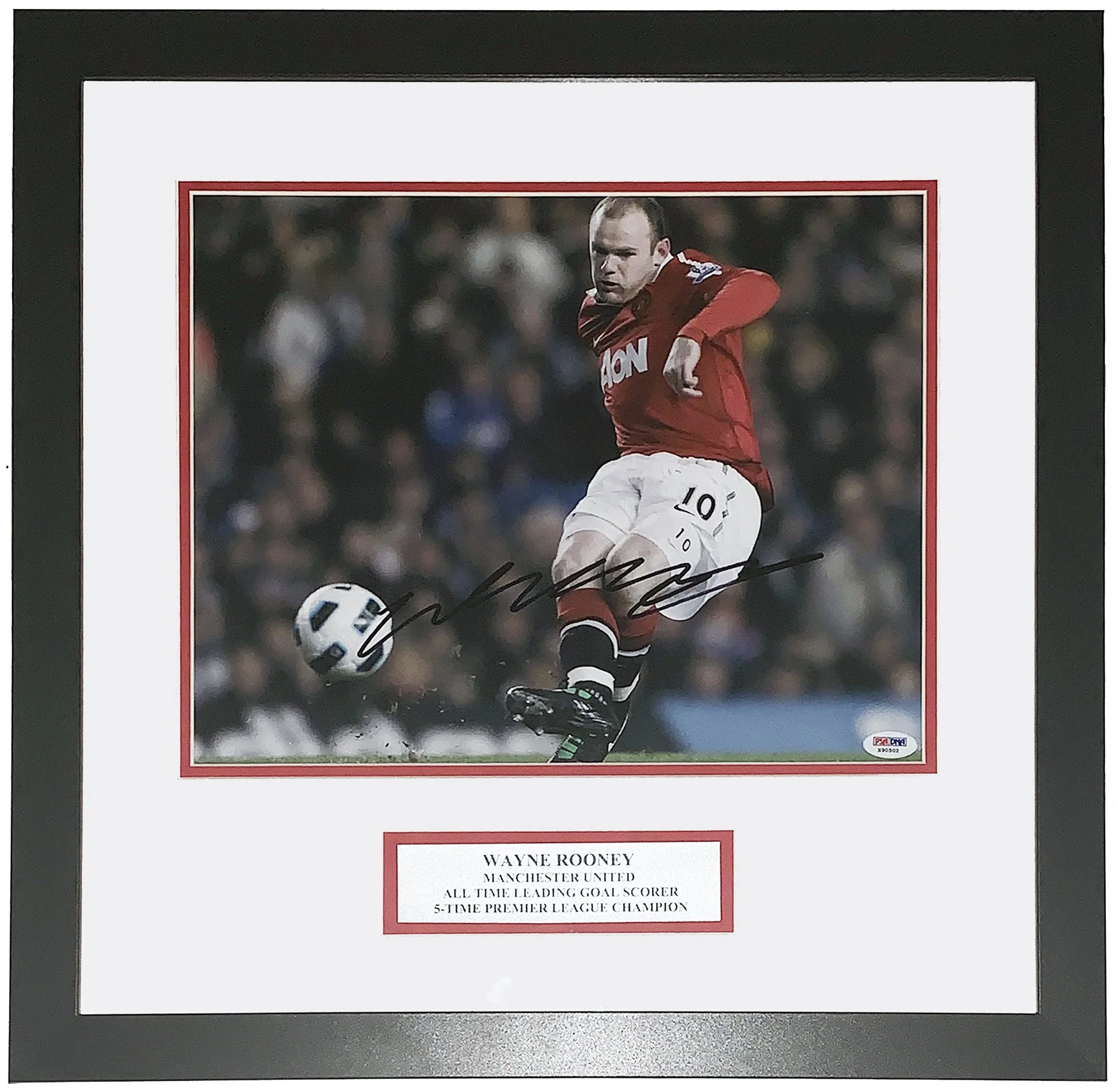 Wayne Rooney Signed Manchester United Goal 11x14 Photo - PSA DNA COA Authenticated - Professionally Framed and Record Plate