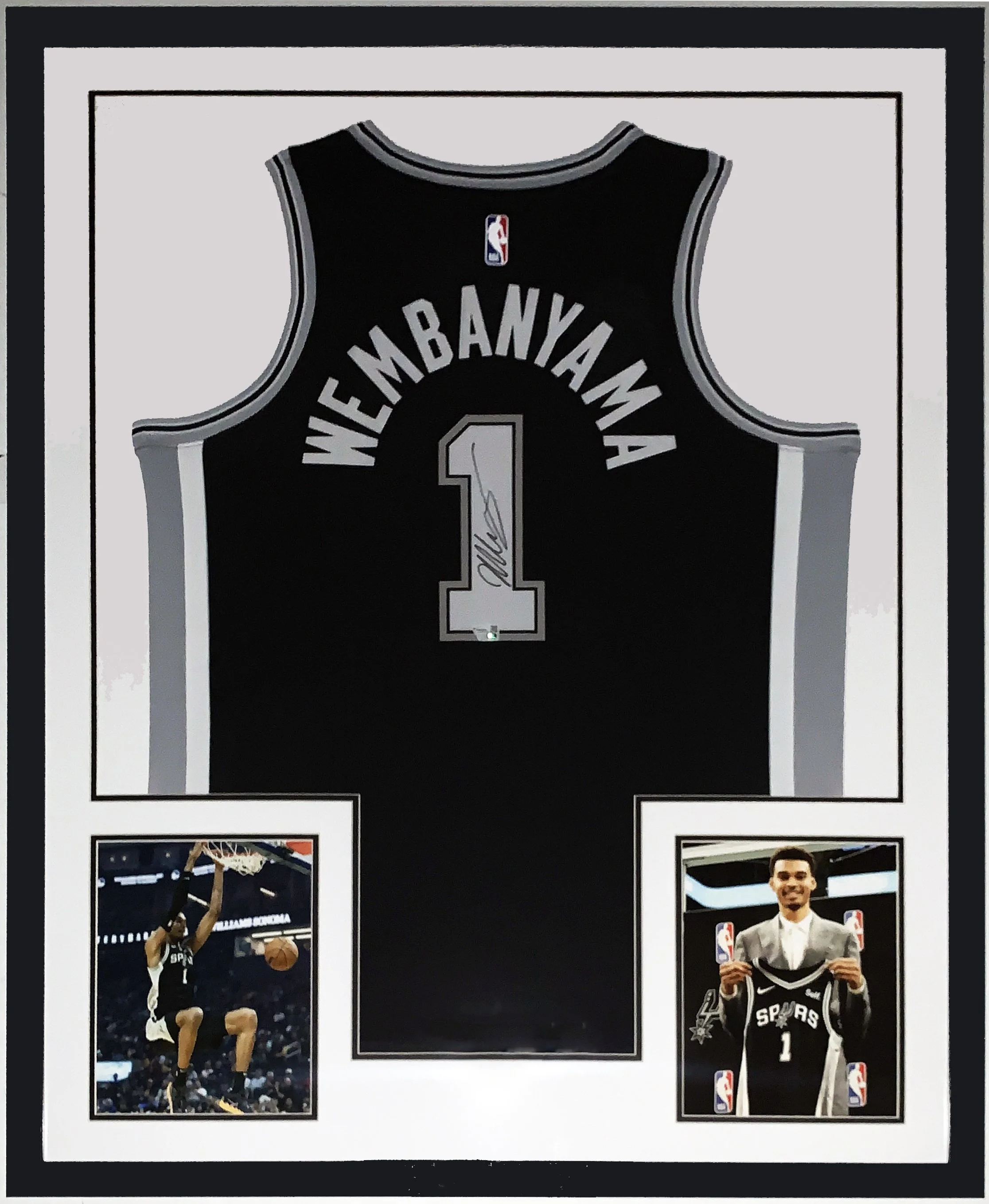 Victor Wembanyama Signed Authentic Nike San Antonio Spurs Jersey - Fanatics COA Authenticated - Professionally Framed and Slam Dunk Photo 34x42