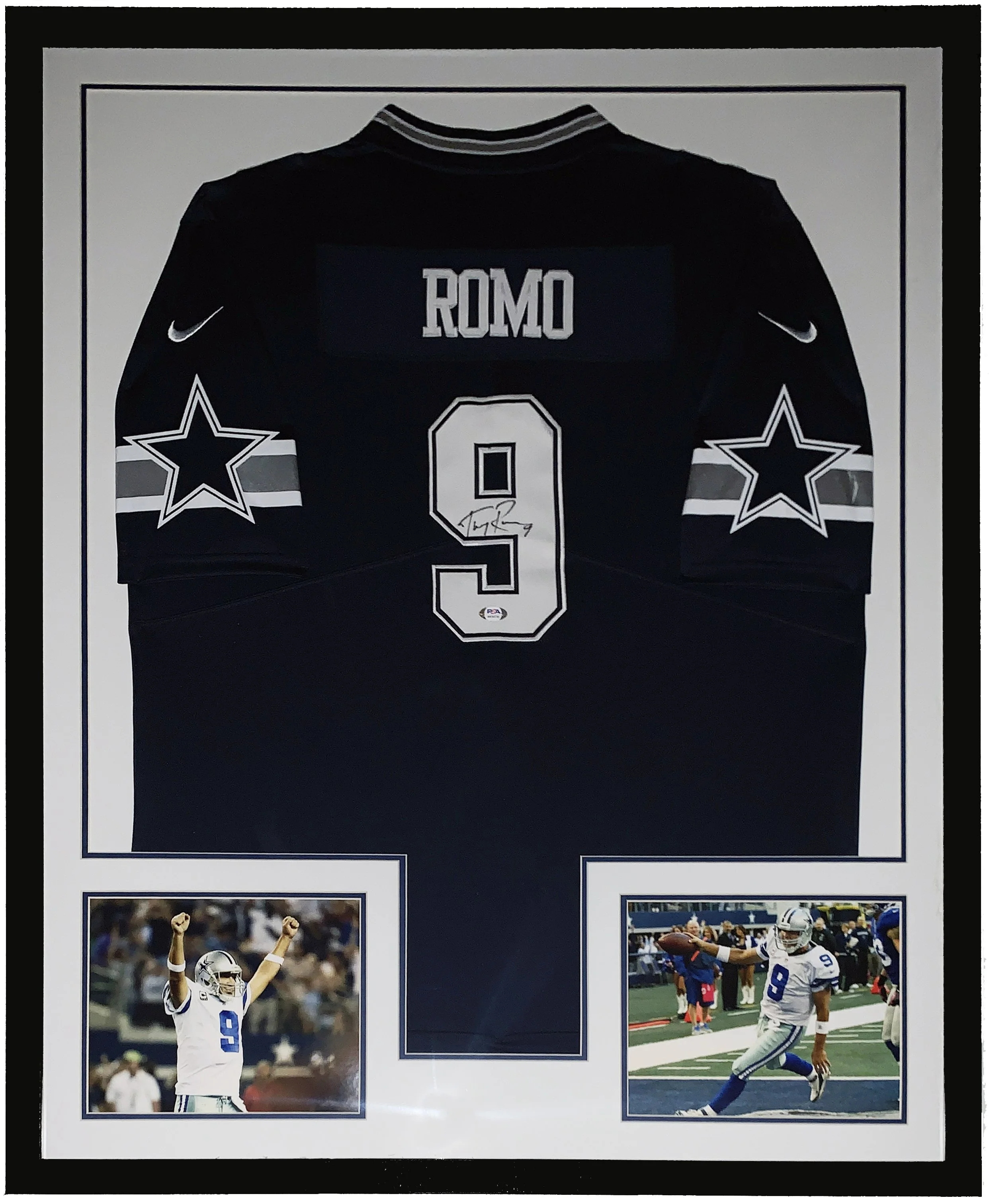 Tony Romo Signed Authentic Nike Dallas Cowboys Jersey - PSA DNA COA Authenticated - Professionally Framed and Photo 34x42
