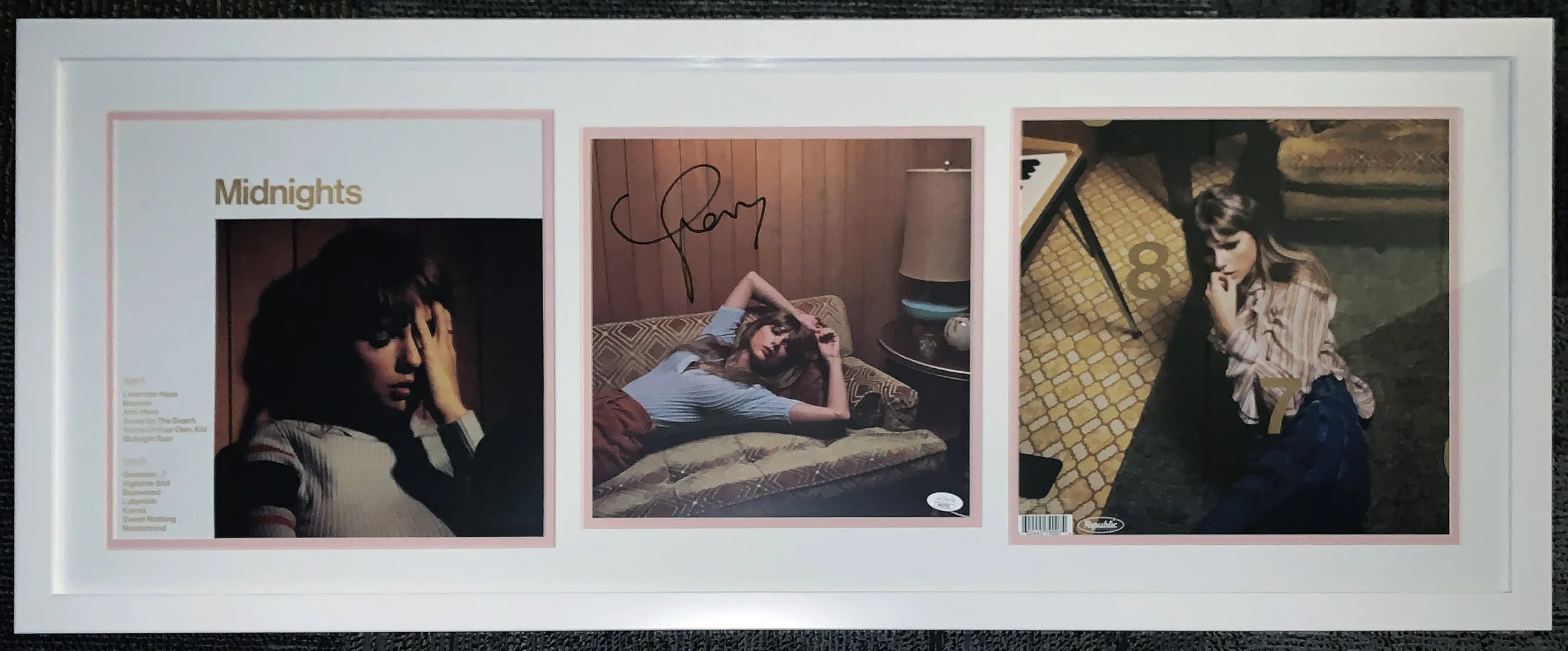 Taylor Swift Signed Midnights Album & Photo Compilation - JSA COA Authenticated - Professionally Framed 38x16