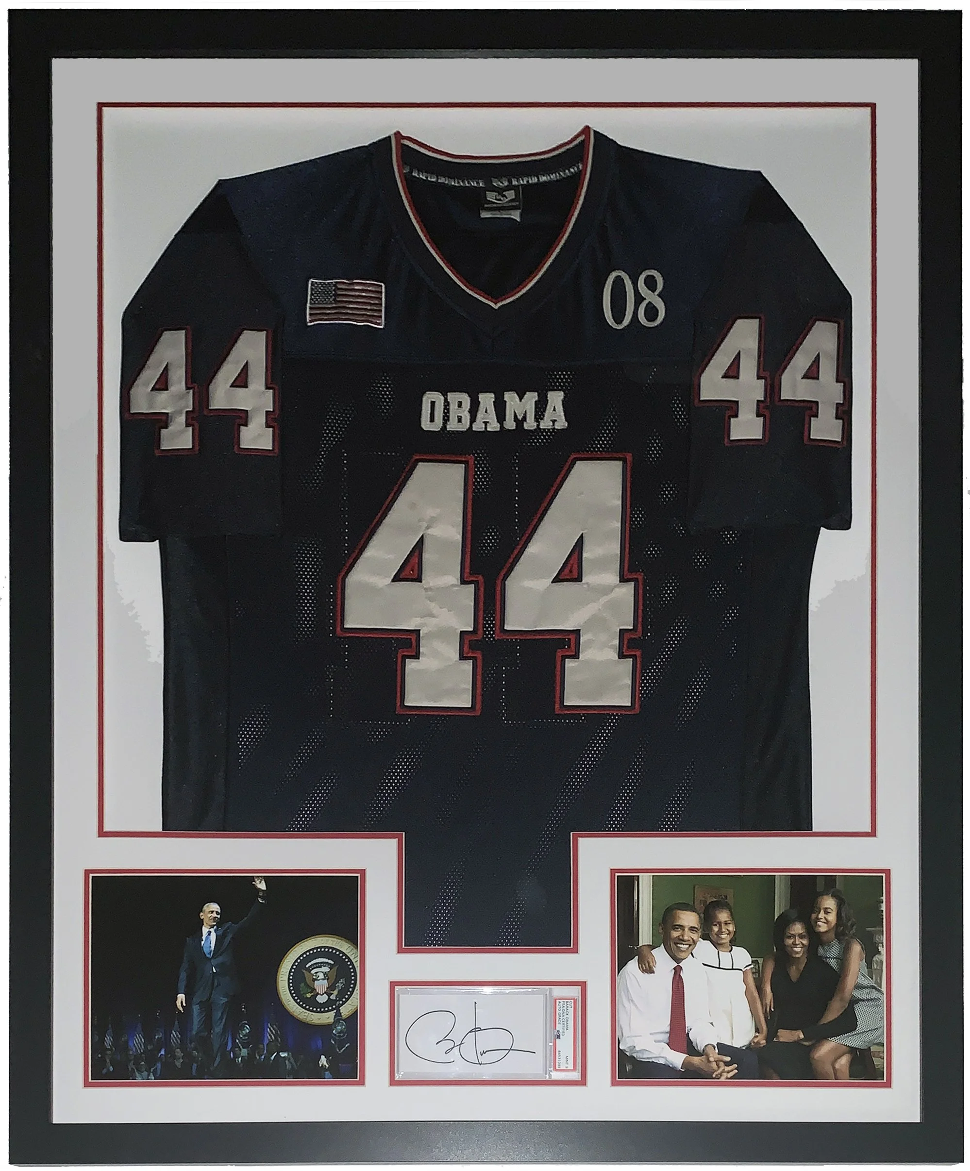 President Barack Obama Signed # 44 USA Jersey and Photo Set - PSA DNA COA Authenticated - Professionally Framed 34x42