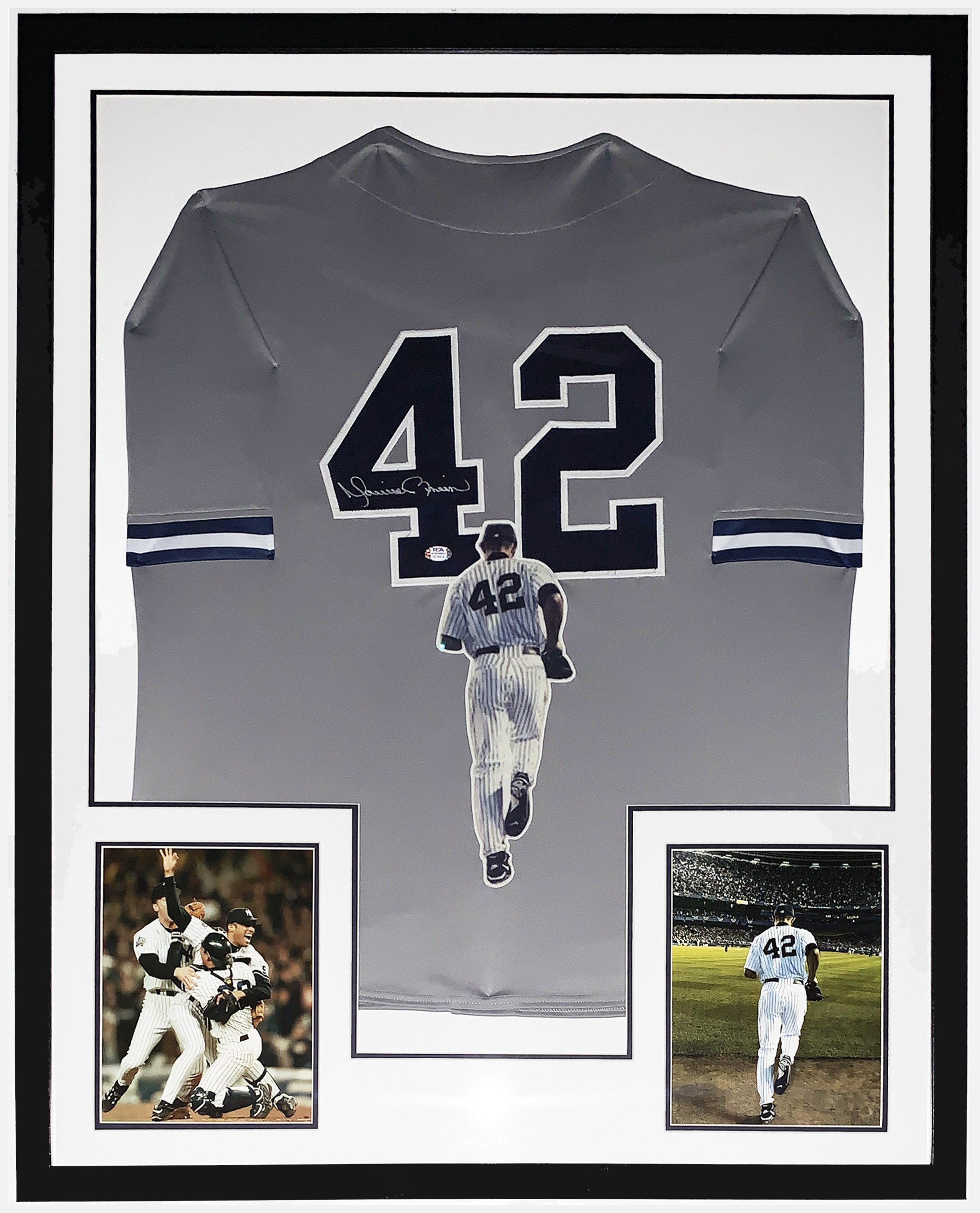 Mariano Rivera Signed and Painted New York Yankees Jersey - PSA DNA COA Authenticated - Professionally Framed and World Series Championship Photo 34x42