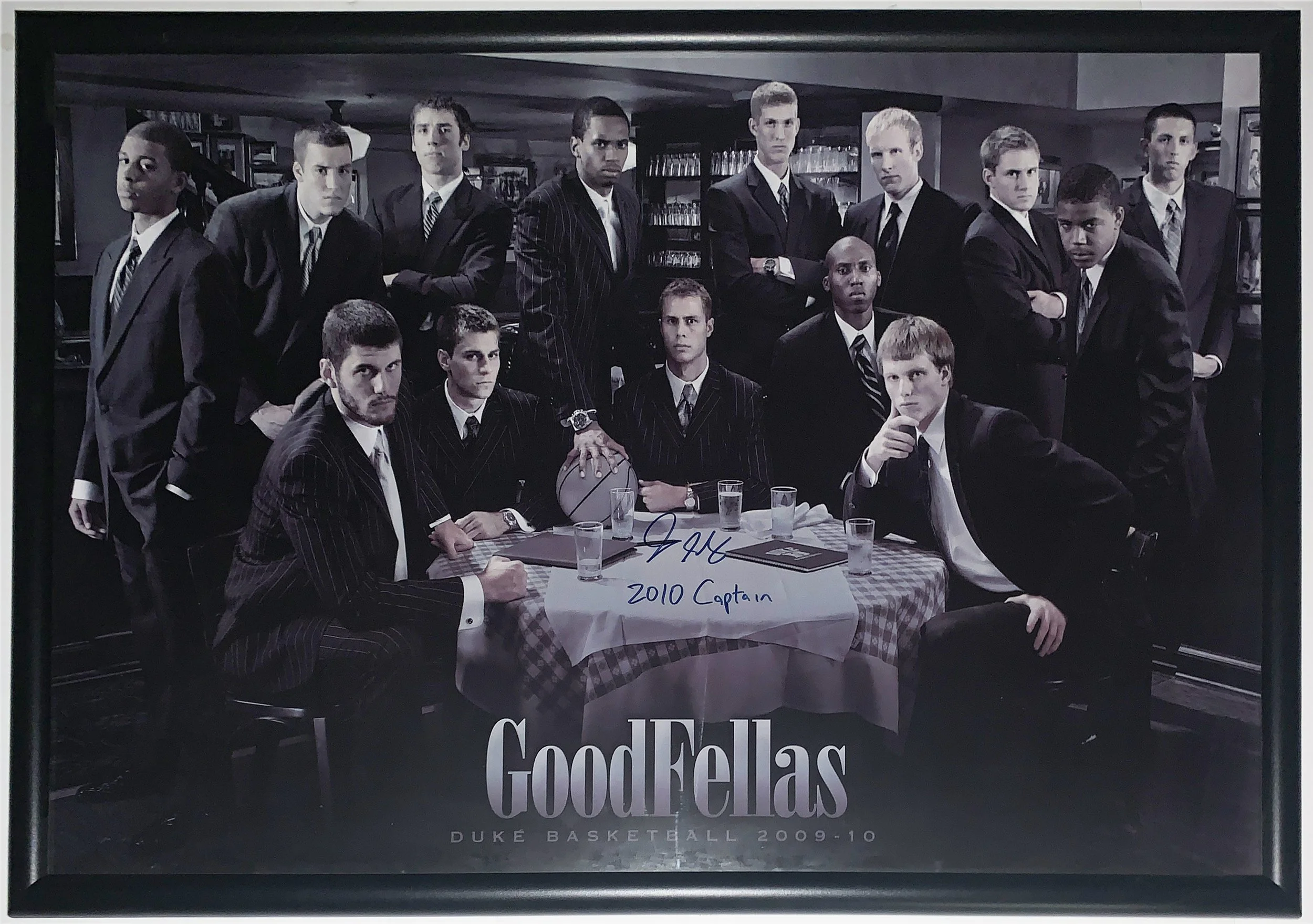 Jon Scheyer Signed Original Duke Blue Devils Basketball 2010 Goodfellas Poster and Captain Inscription - Photo COA Authenticated - Professionally Framed