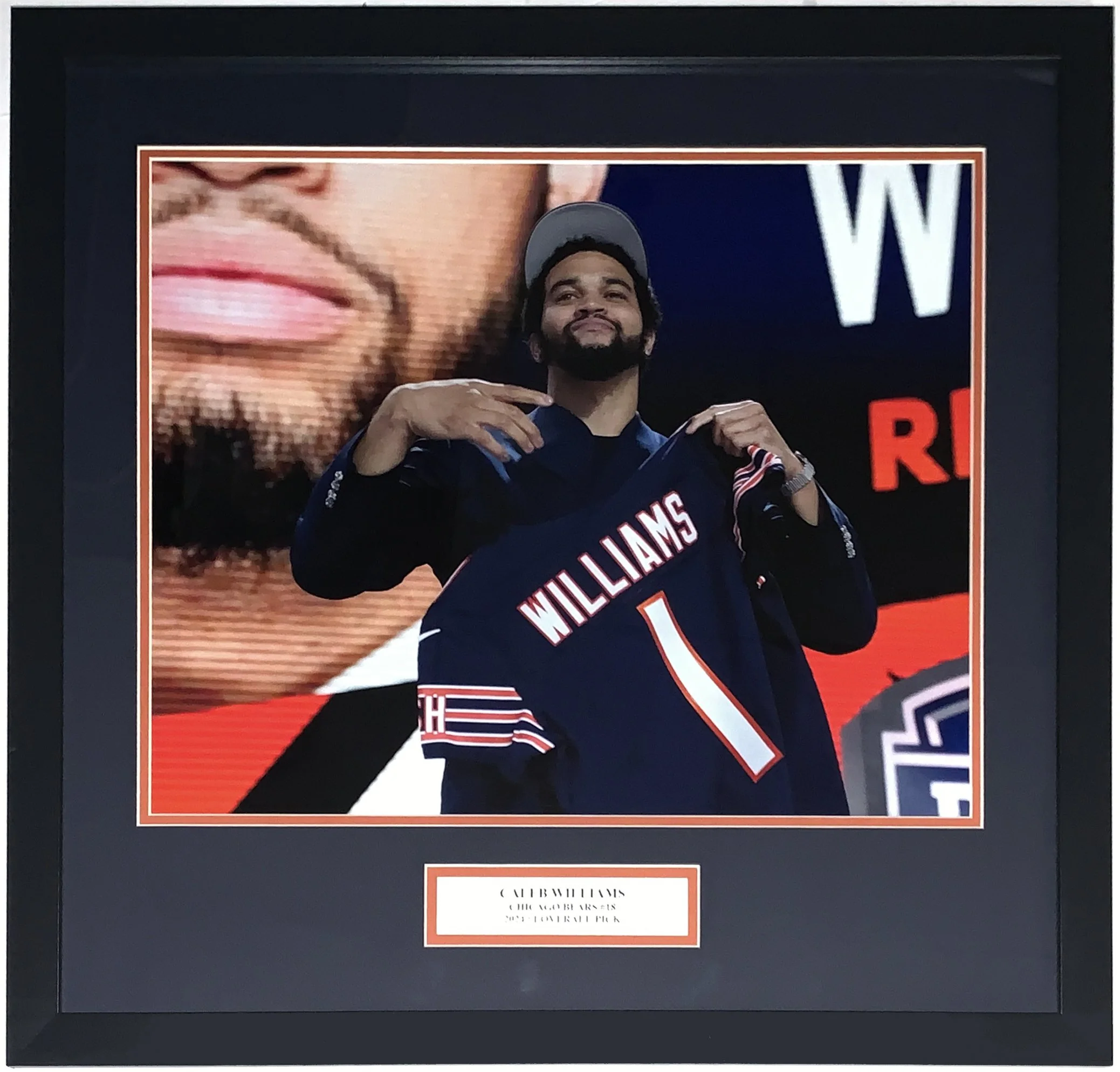 Caleb WIlliams Chicago Bears 2024 NFL Draft 16x20 Photo - Professionally Framed and Number One Pick Plate