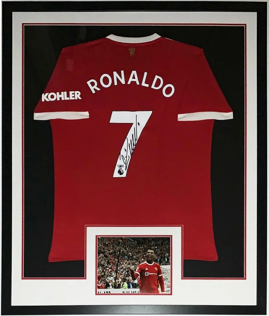 Cristiano Ronaldo Signed Authentic Manchester United Jersey - Fanatics COA Authenticated - Professionally Framed  Goal Photo 34x42