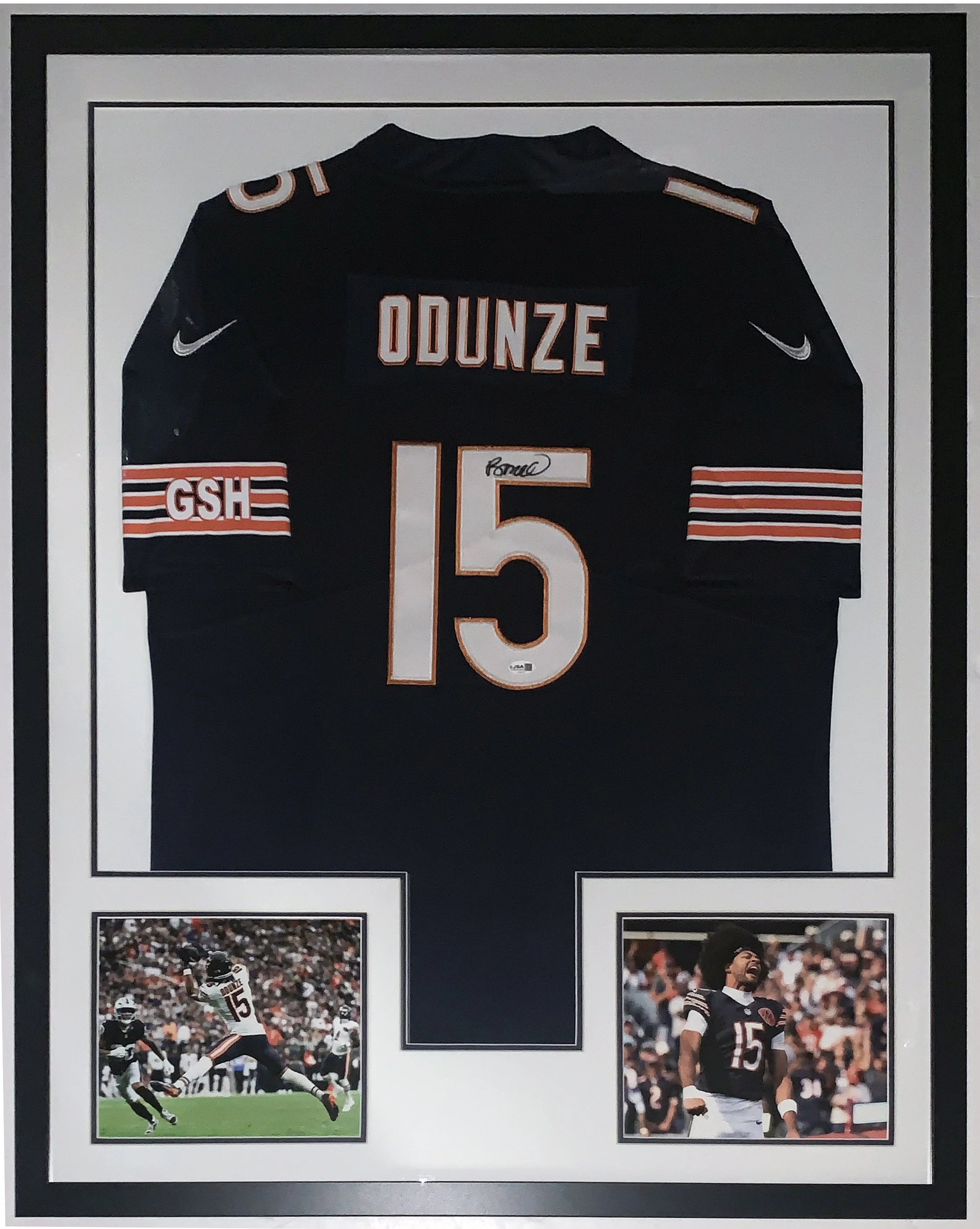 Rome Odunze Signed Authentic Nike Chicago Bears Jersey - JSA COA Authenticated - Professionally Framed and 2025 Touchdown Photo 34x42