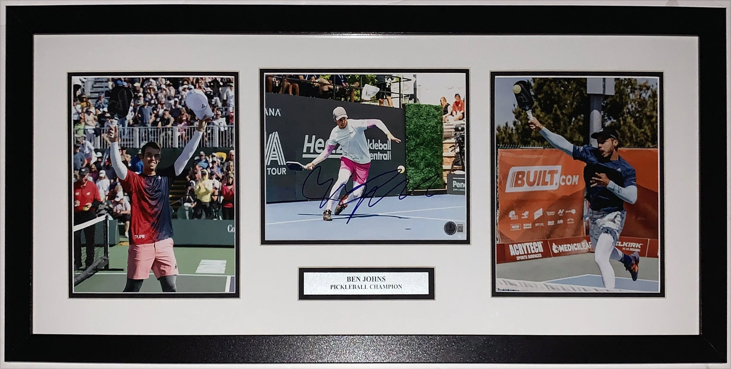 Ben Johns Autographed Pickleball Championship 8x10 Photo Set - Beckett BAS COA Authentication - Professionally Framed and Plate 34x18