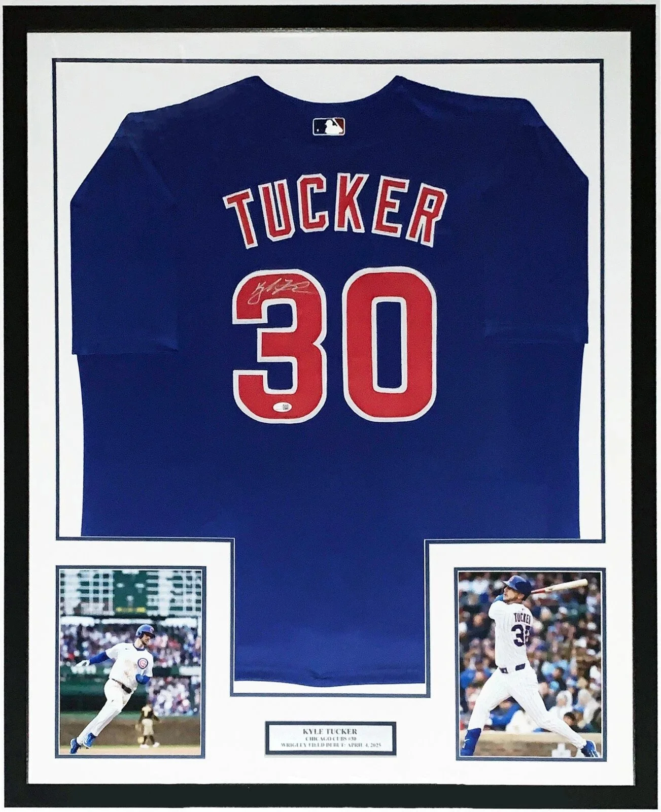 Kyle Tucker Signed 2025 Chicago Cubs Jersey - JSA COA Authenticated - Professionally Framed and Wrigley Field Debut Photo and Plate