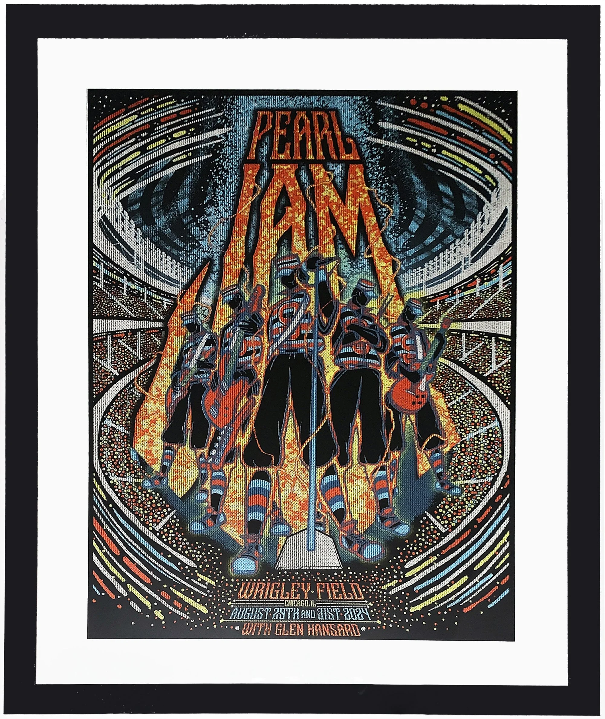 Pearl Jam Original 8/29 8/31 2024 Chicago Wrigley Field Show Edition Concert Poster by  Brad Klausen - Professionally Framed and Matted 26x30