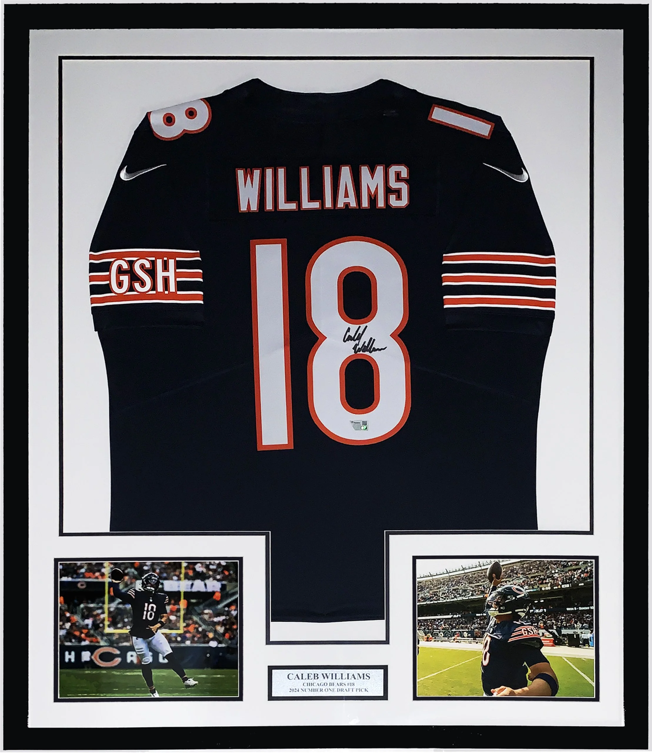 Caleb Williams Authentic Signed 2024 Nike Chicago Bears Jersey - Fanatics COA Authenticated - Professionally Framed and 1st Game Photo