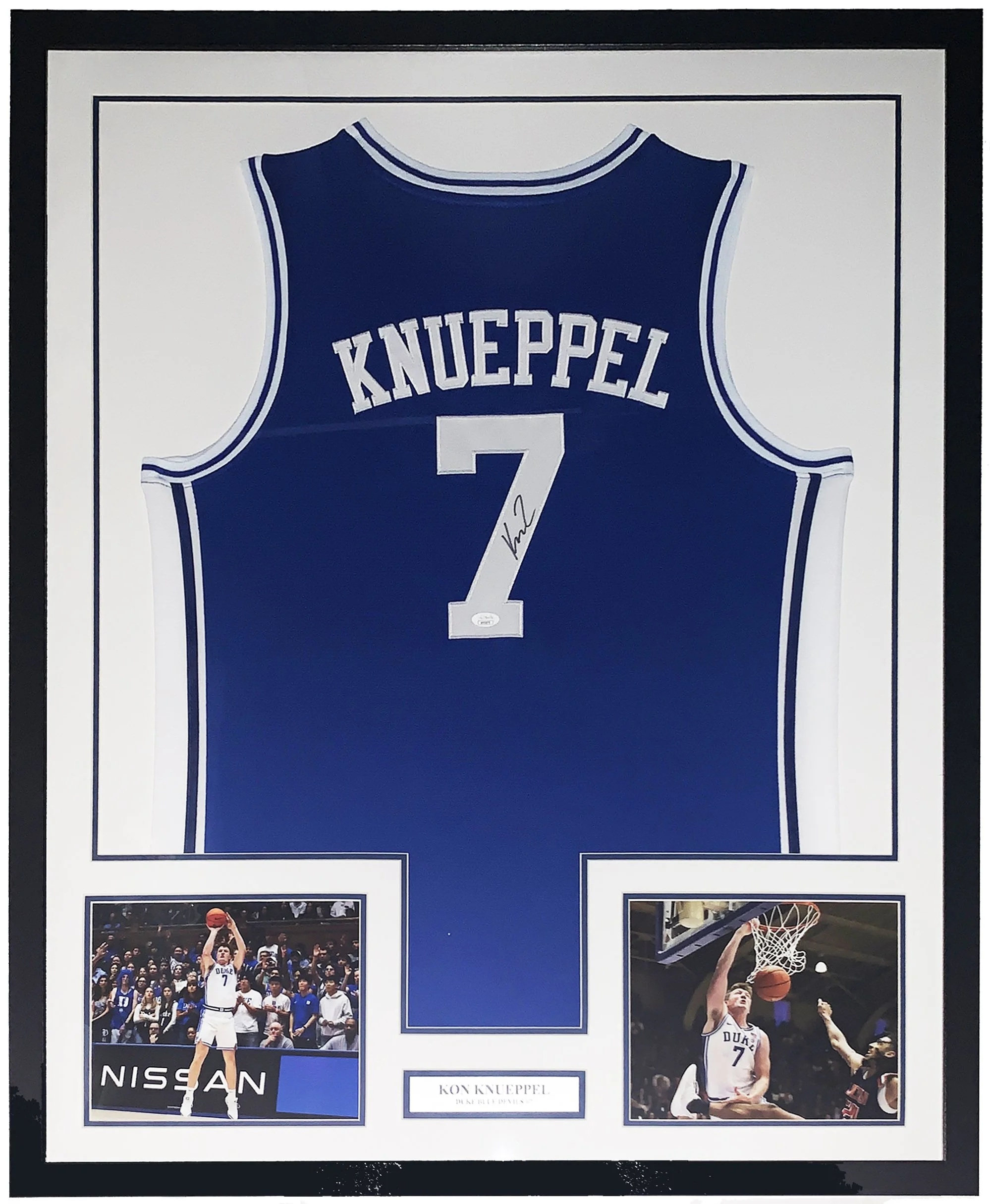 Kon Knueppel Signed Nike Duke Blue Devils Jersey - JSA COA Authenticated - Professionally Framed and Photo 34x42