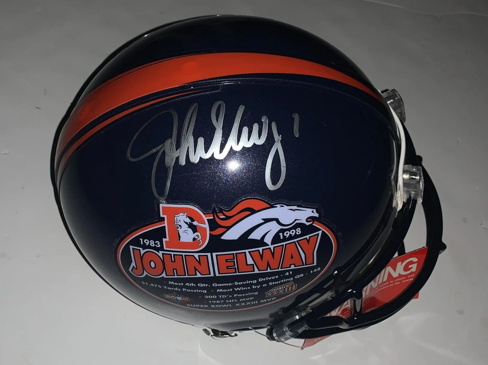 John Elway Signed Authentic Riddell Denver Broncos Full Size Helmet - Beckett Authentication Services BAS COA Authenticated