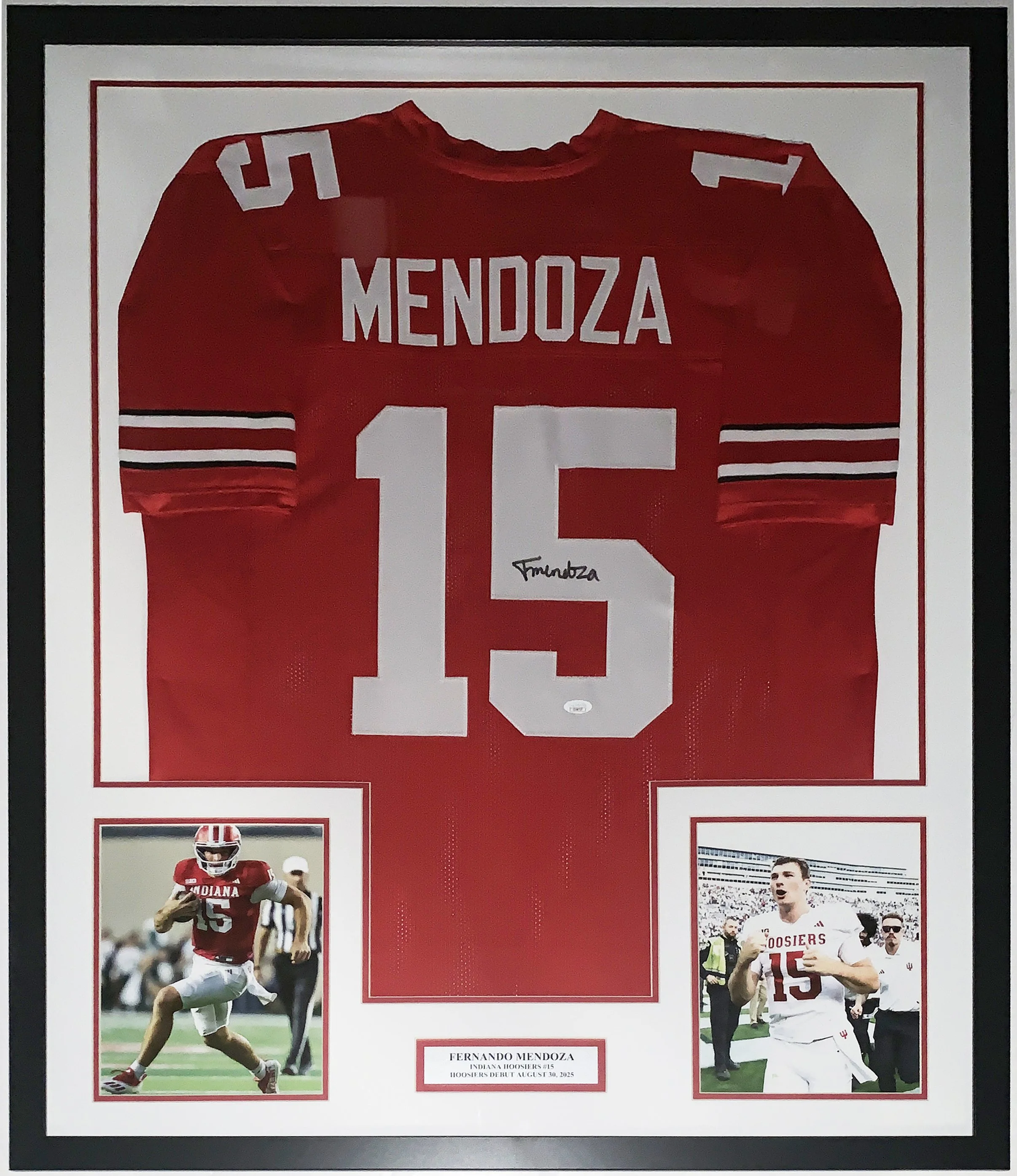 Fernando Mendoza Authentic Signed 2025 Indiana Hoosiers Jersey JSA COA Authenticated - Professionally Framed and Debut Photo and Plate