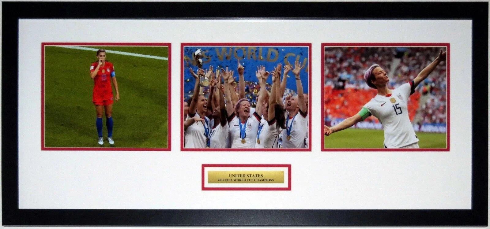 2019 Team USA World Cup Championship Celebration Photo Set - Professionally Framed and Plate 38x16