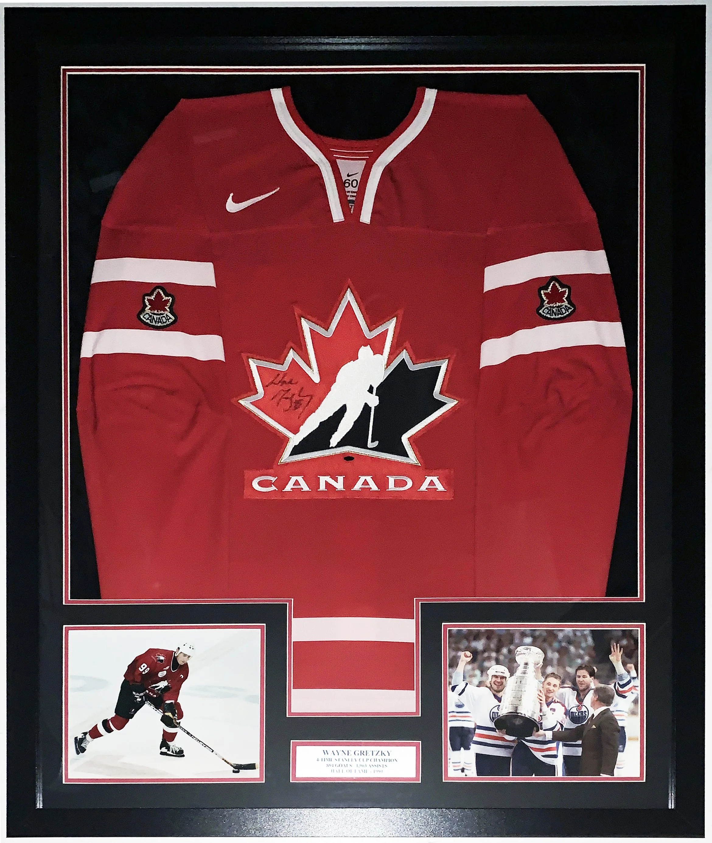 Wayne Gretzky Autographed Authentic Nike Team Canada Jersey - JSA COA Authenticated - Professionally Framed and Photo and Plate 34x42