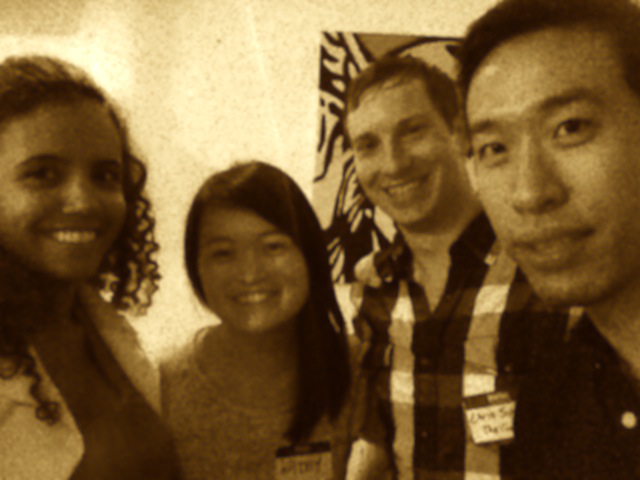 Our StrategyHack team: Gladys Henriquez , Kathy Cheng , Chris Sparks , and myself . Photo via Gladys Henriquez. 