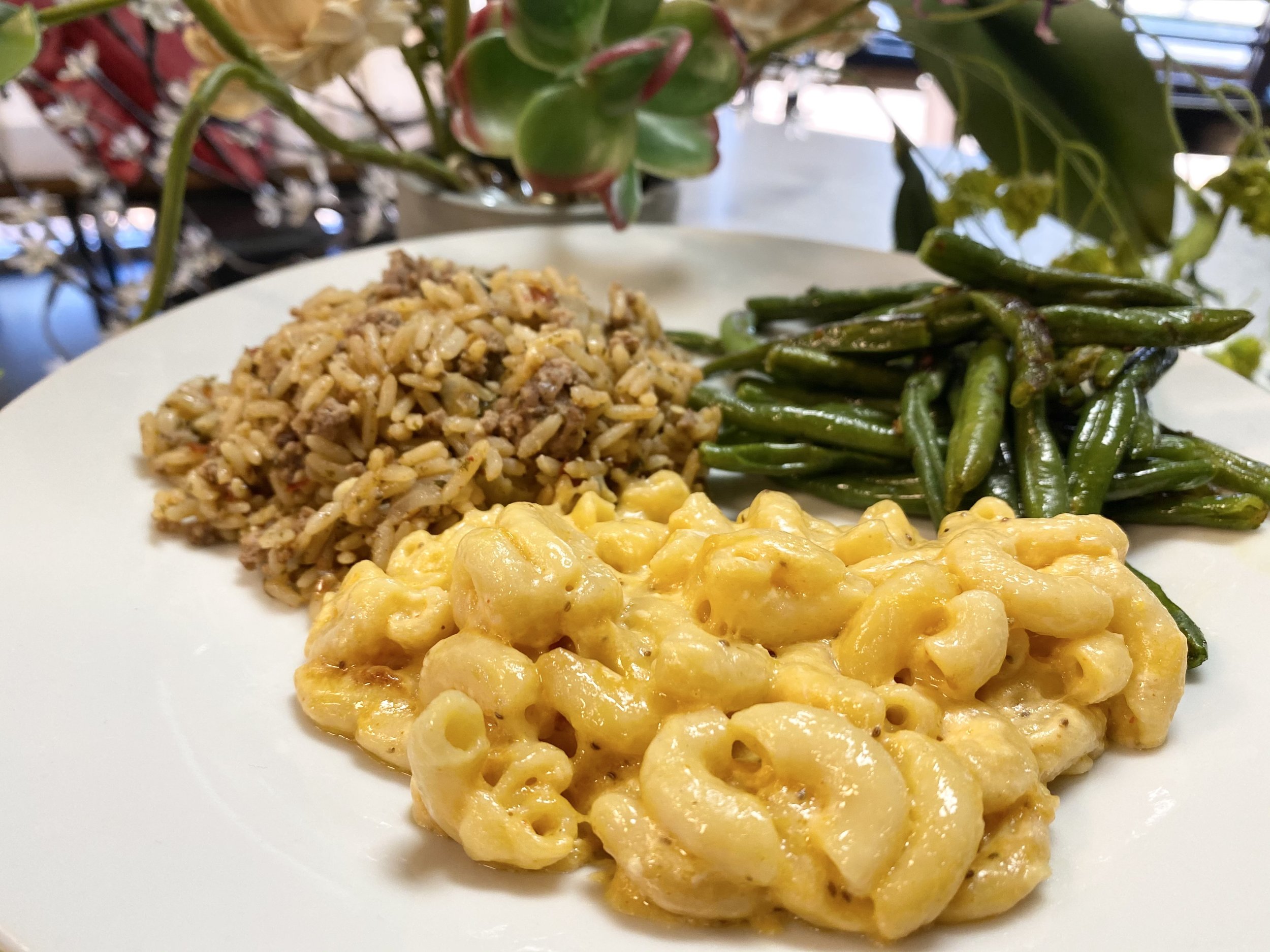 Vegetable Plate *Pictured - Mac &amp; Cheese, Dirty Rice, Garlic Green Beans