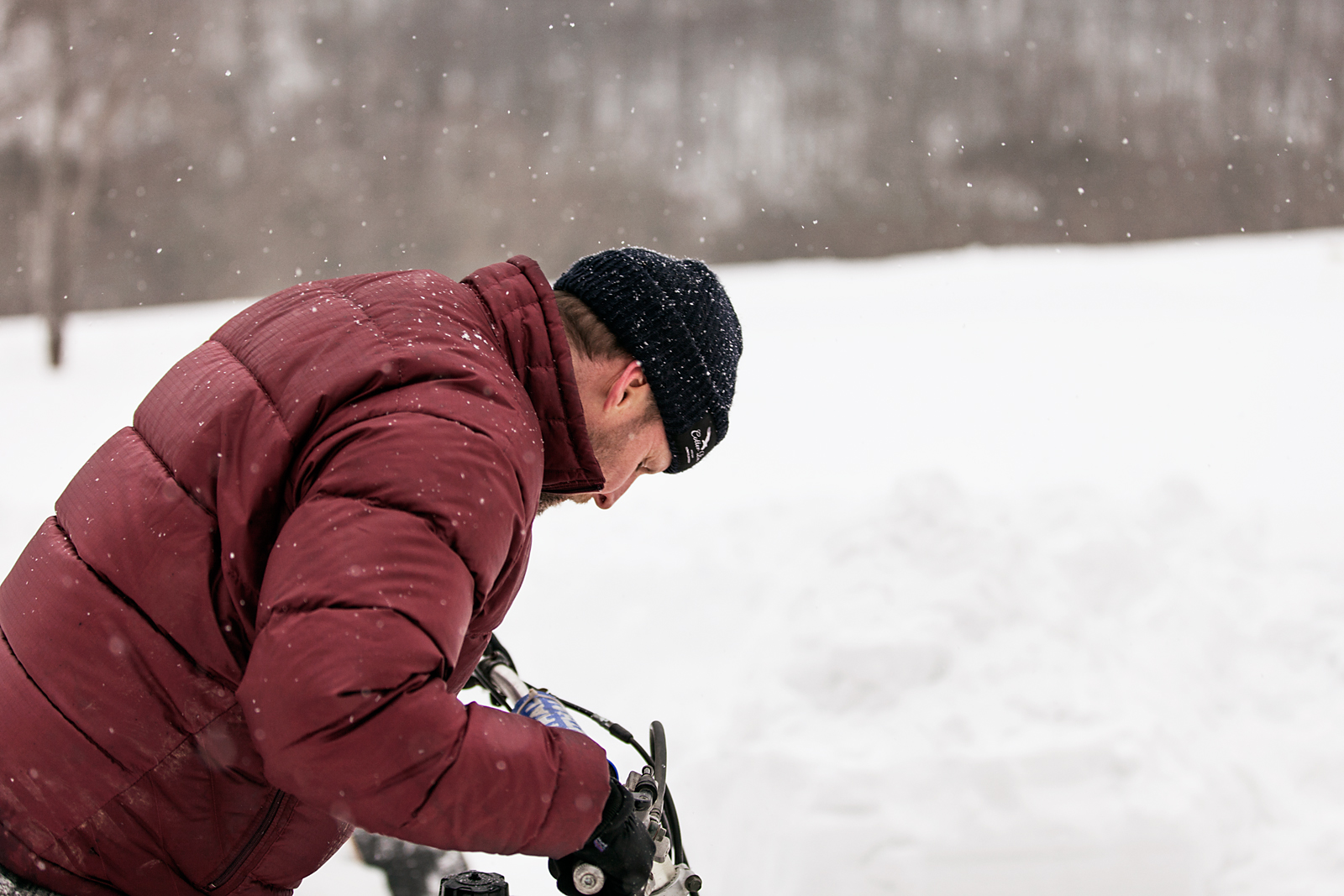 Motorcycles, Woods, Snow