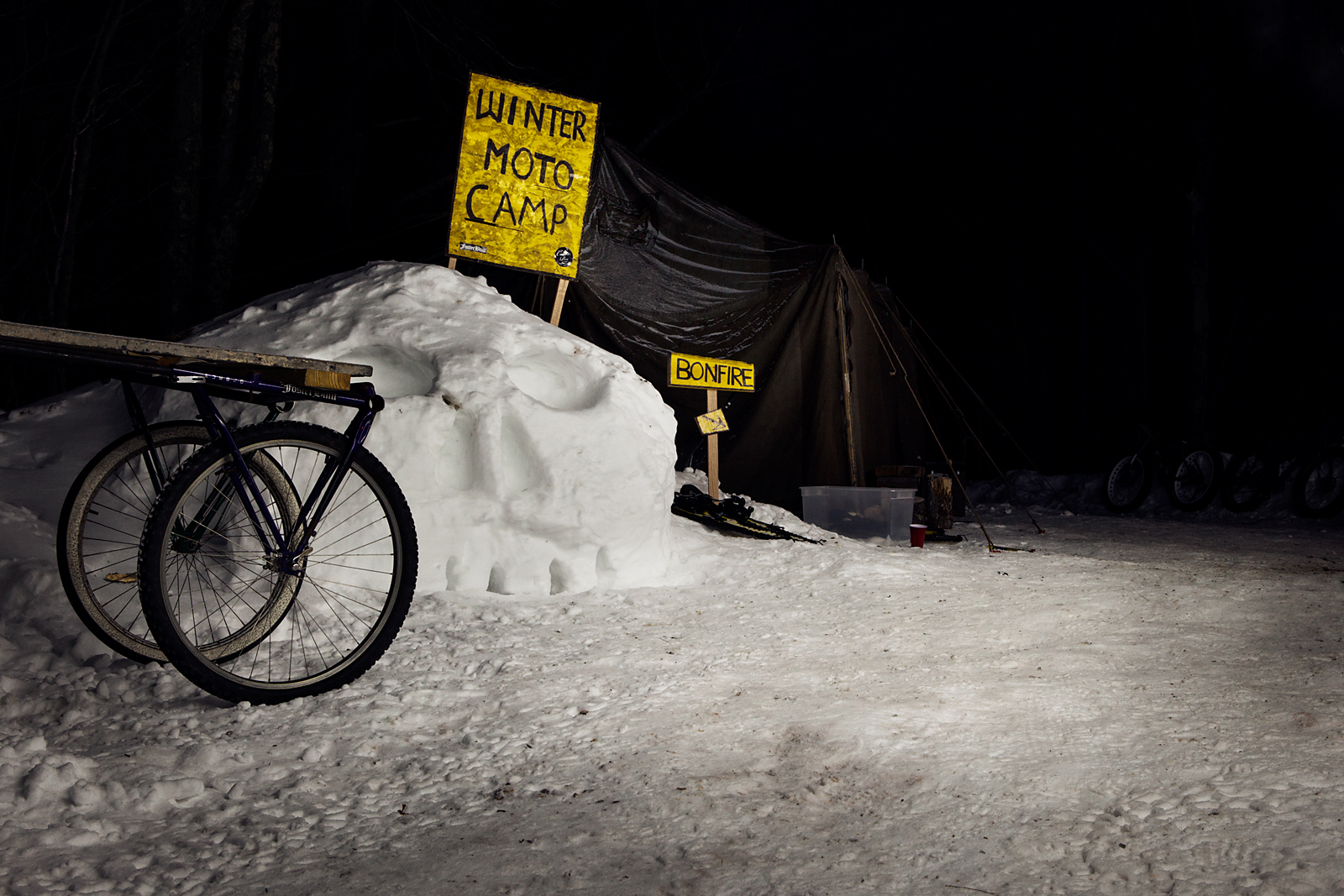 Motorcycles, Woods, Snow