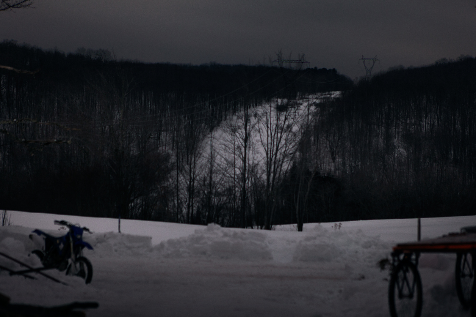 Motorcycles, Woods, Snow