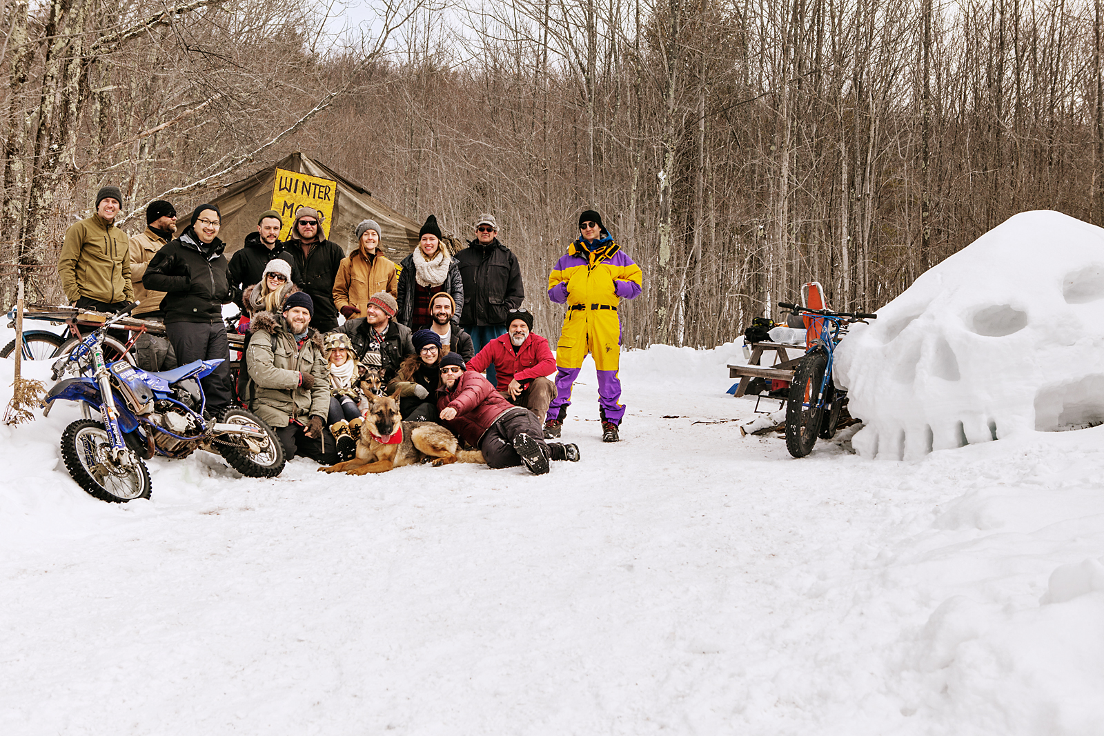 Motorcycles, Woods, Snow