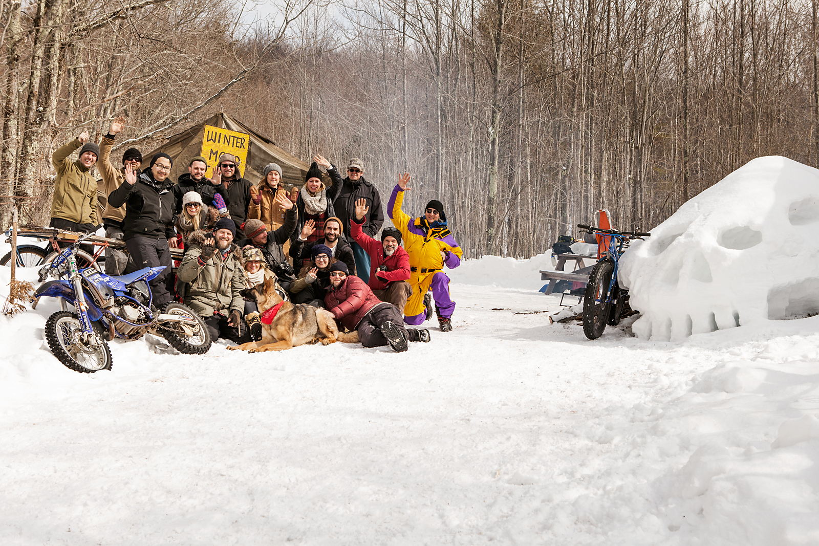 Motorcycles, Woods, Snow