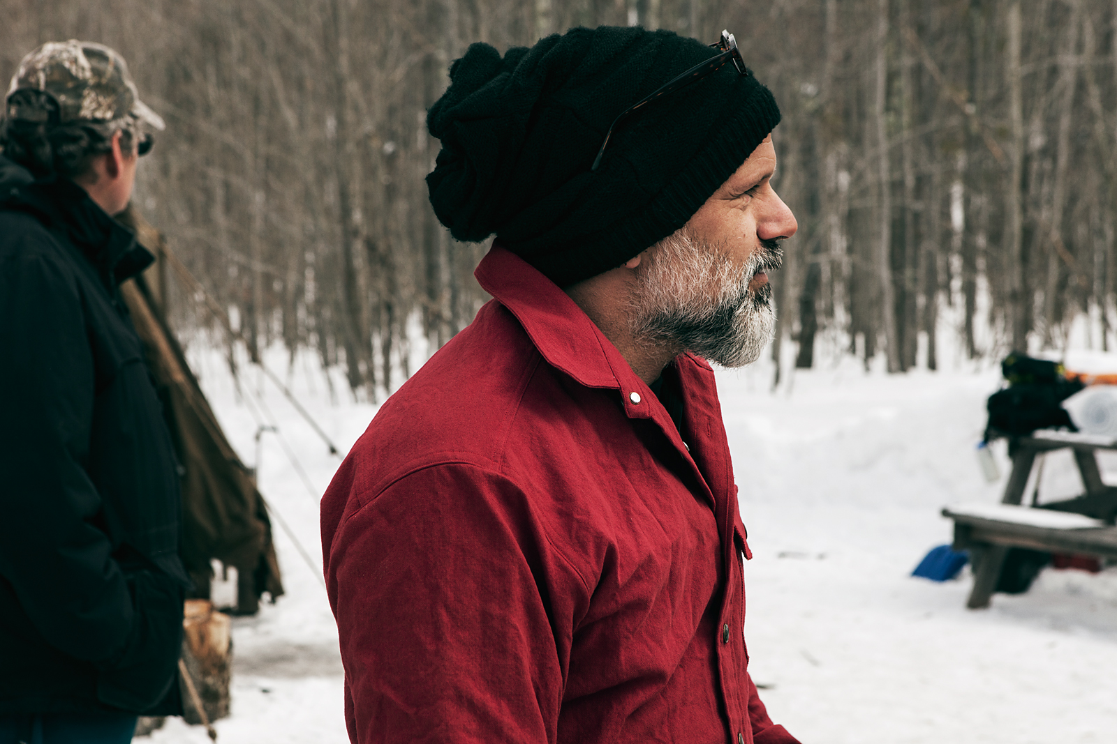 Motorcycles, Woods, Snow