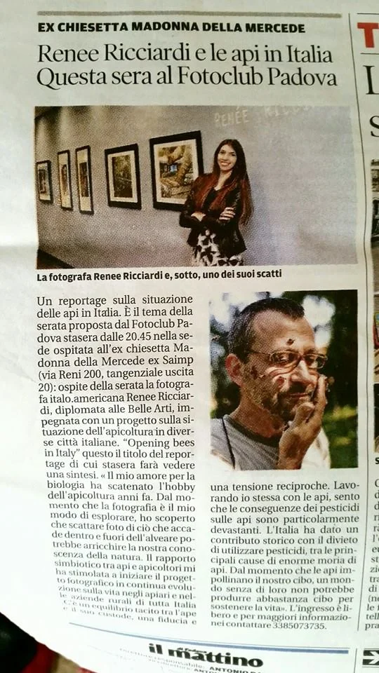 Article about my work and presentation in Padova, Italy.
