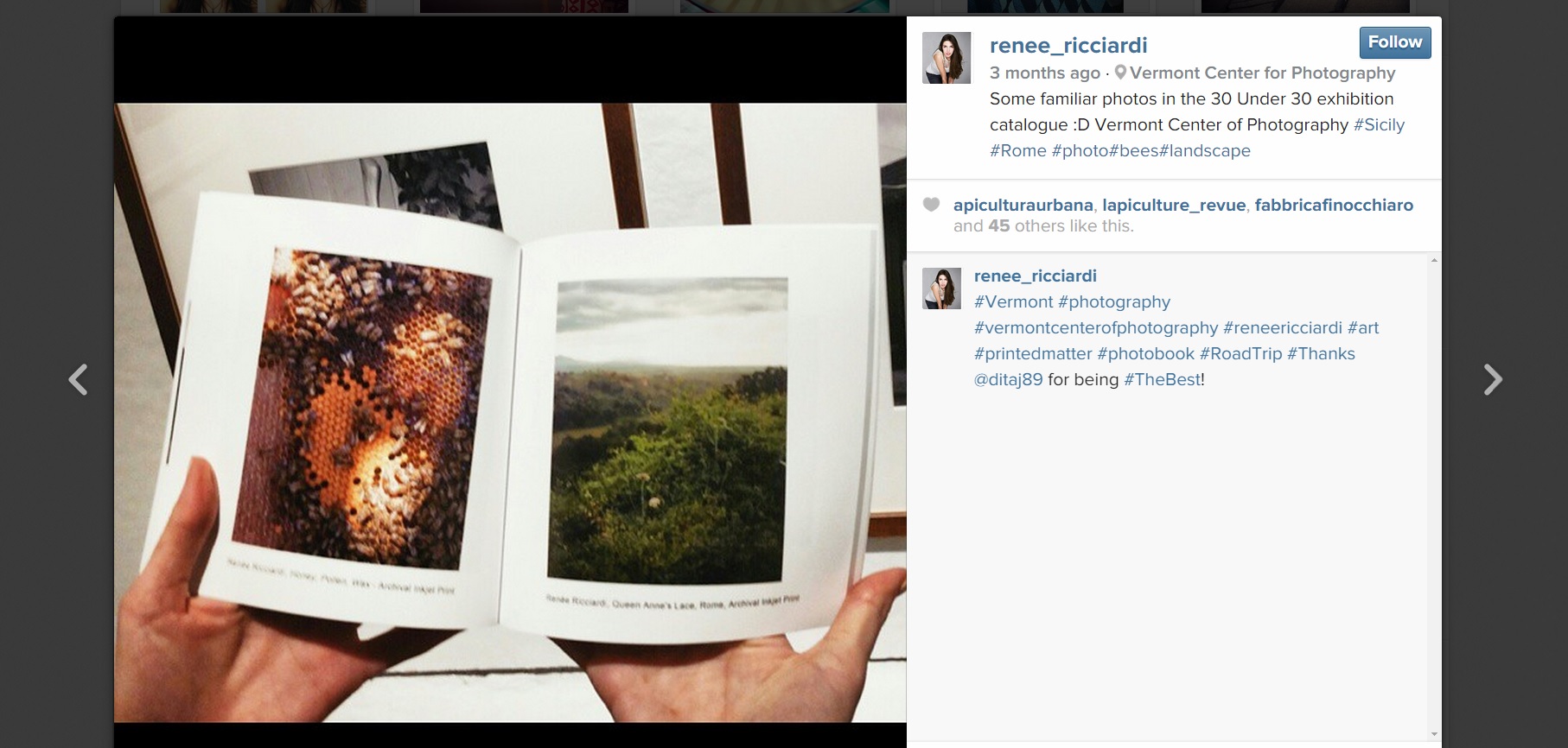 My Images in the VCP Catalogue - Screenshot from Instagram @Renee_Ricciardi 