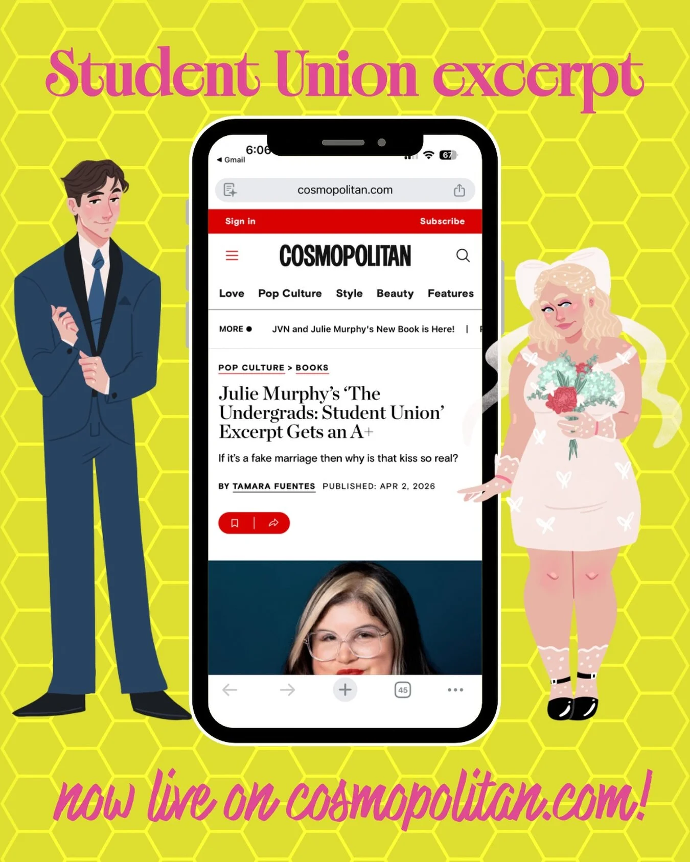 ICYMI you can now read an excerpt of Student Union in Cosmopolitan. Brought to you by the talented @tamarafuentes_!! Follow the link in my bio to read it.

We&rsquo;re less than a month away from Clover and Bennett being out in the world and I can ha