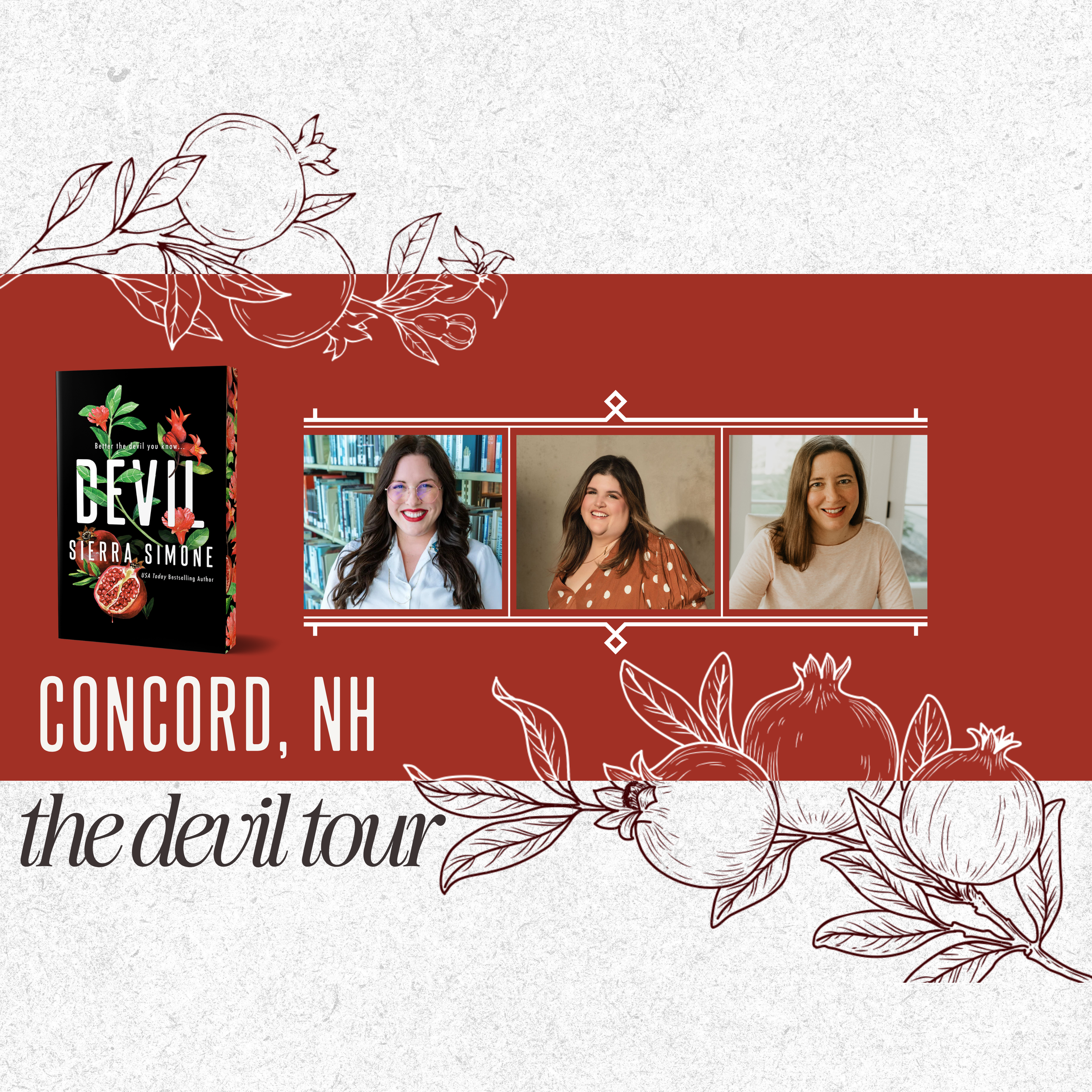 Sierra Simone's DEVIL TOUR: Concord, NH with Sarina Bowen and Julie Murphy @ Gibson's Bookstore