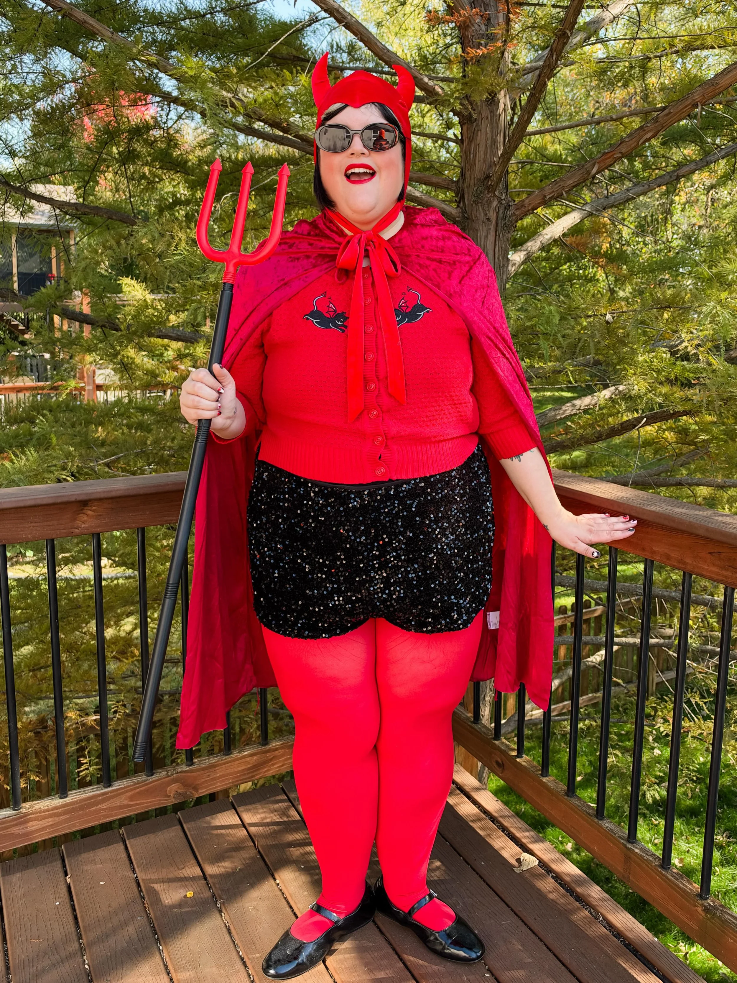 I just really needed an excuse to buy this devil bonnet off of Etsy. I promise to have a more clever Halloween costume next year. 😈