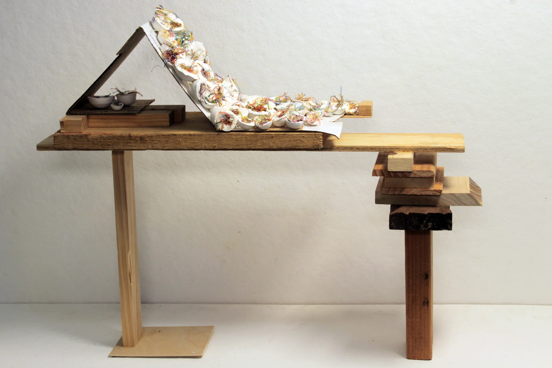 Huddle Diffidence, 2013. wood, plaster, fiber. 