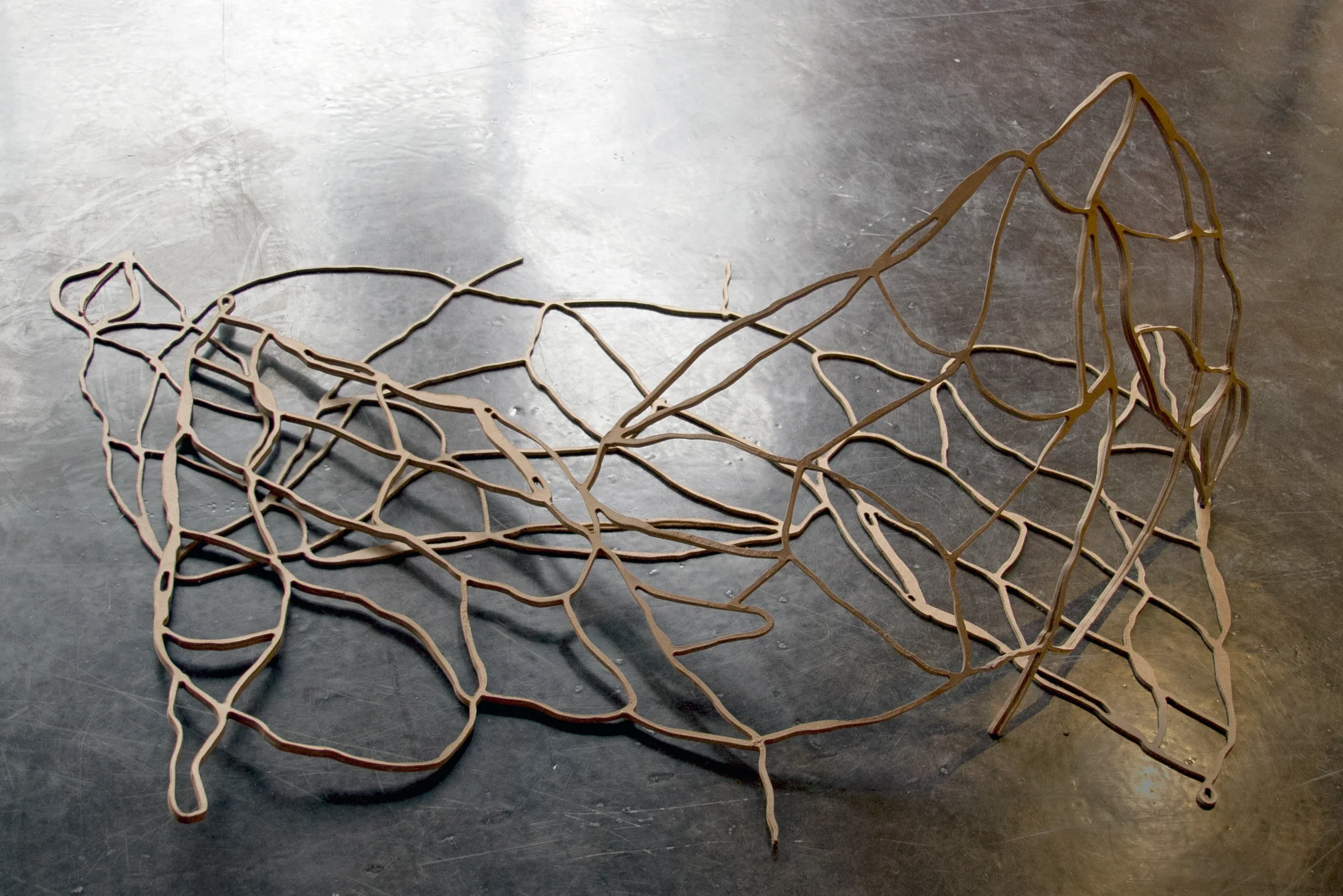 Trying, 2014. laminated masonite, CNC routed from digital file. 53"x36"x12".