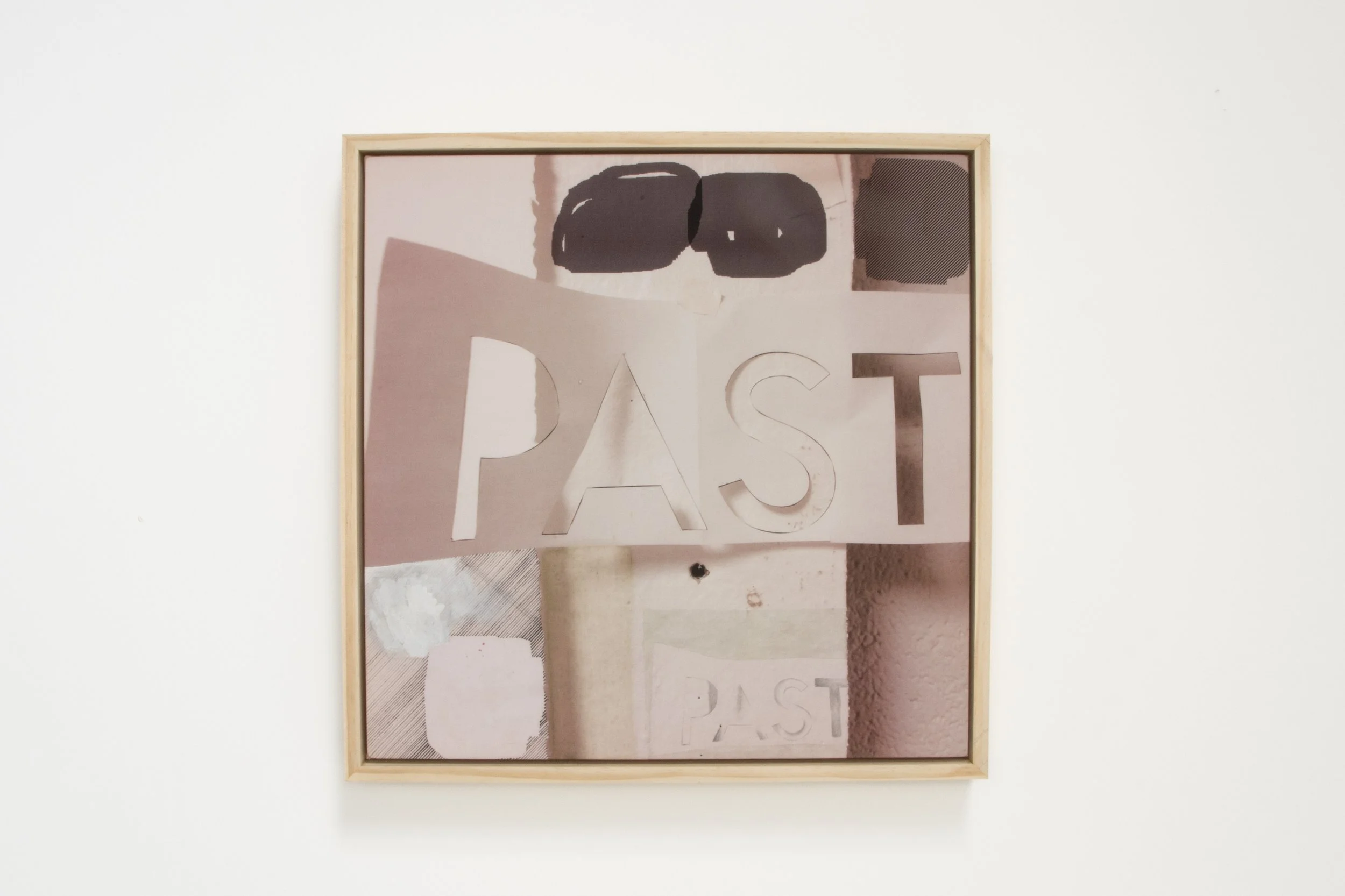 Untitled (PAST), 2018  fiber reactive dyes on cotton, acrylic, graphite  24×24×2” 