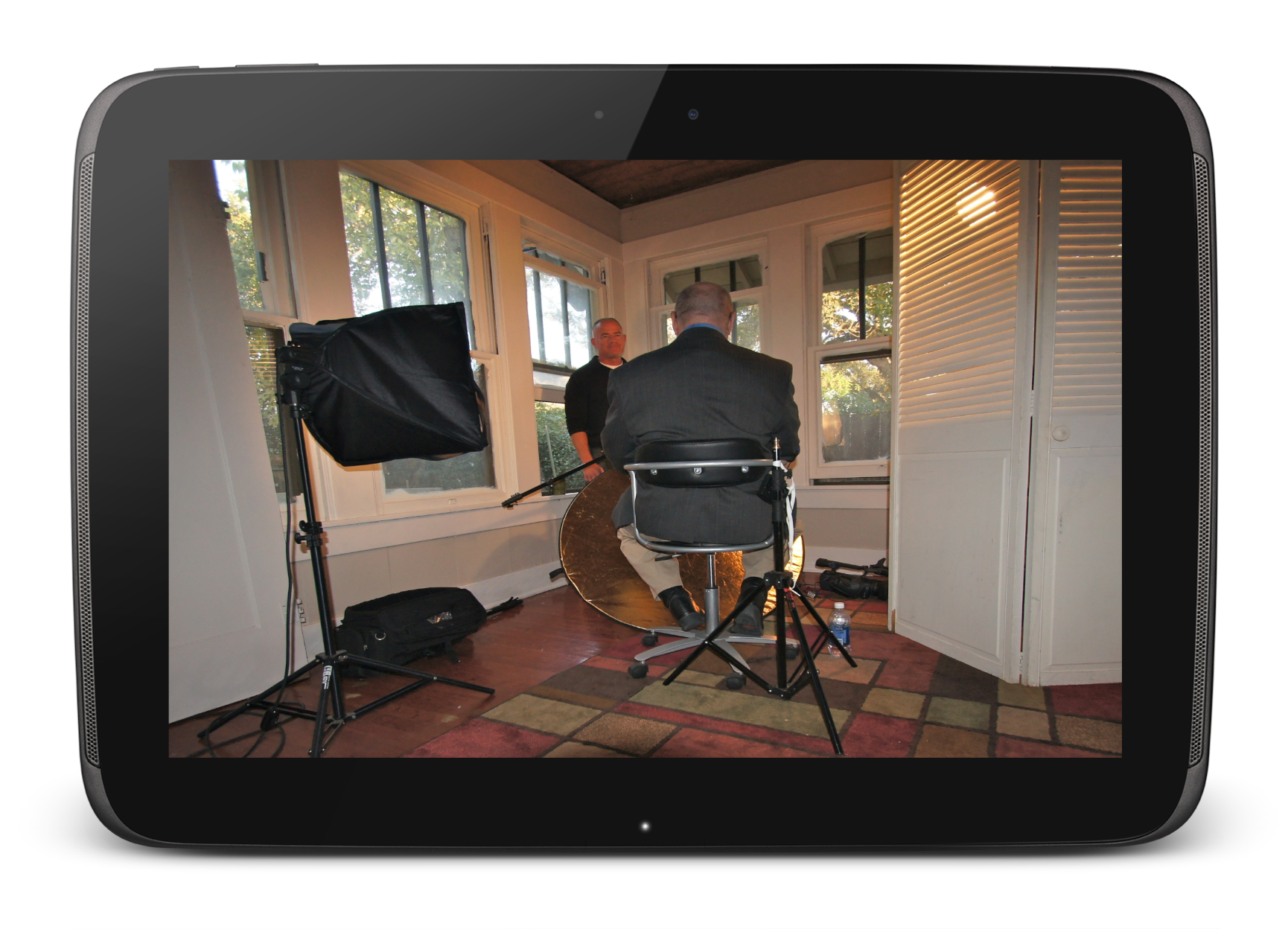 Phillip LeConte on the set with Chaplain David Fair.