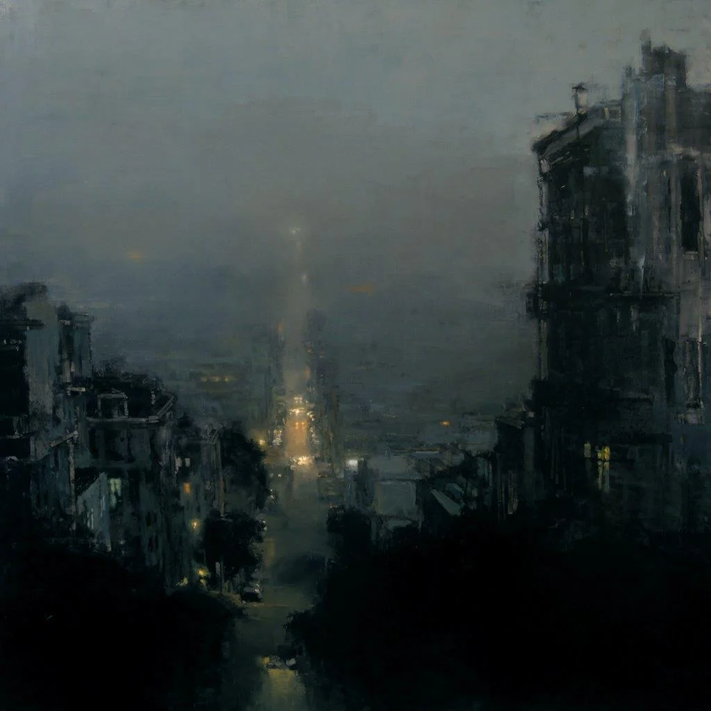A Night Under Fog - 36 x 36 inches - Oil on Panel - 11/2009