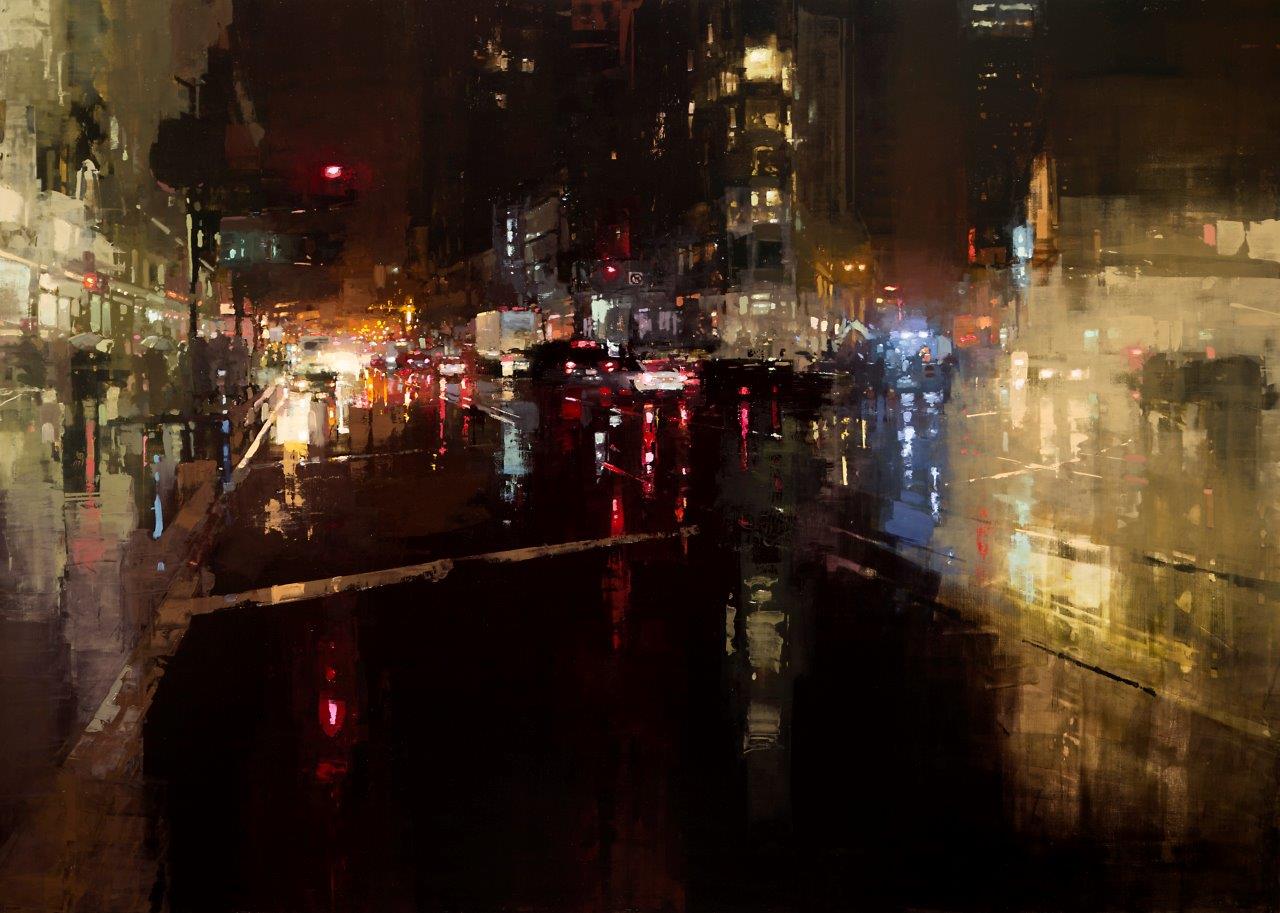  Evening Storm on Market St. - 60 x 43 inches - Oil on Panel - 11/2014 